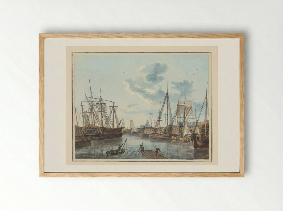 Gezicht op Amsterdam, gezien vanuit het westen - Admiraliteit van Amsterdam - Framed Print Wood