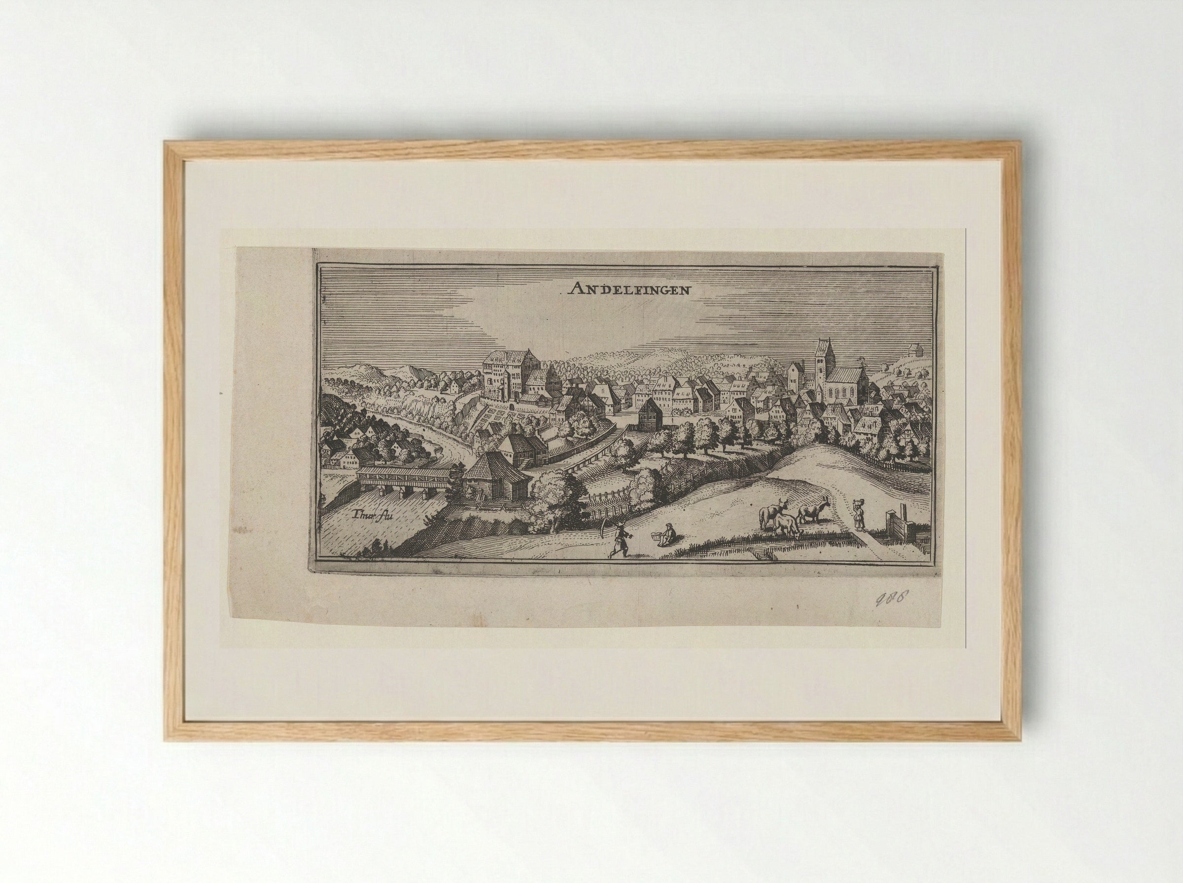 Gezicht op Andelfingen - Matthäus Merian (I) - Framed Print Wood