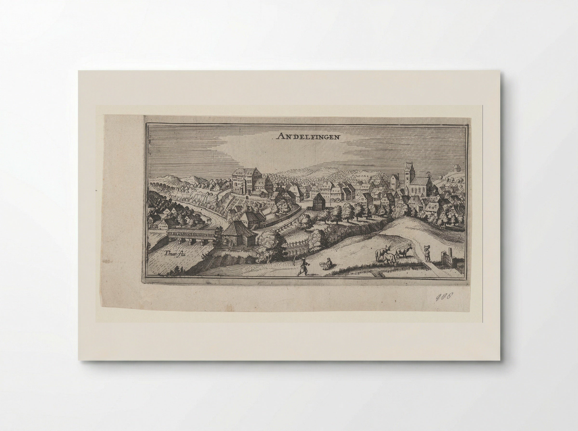 Gezicht op Andelfingen - Matthäus Merian (I) - Poster