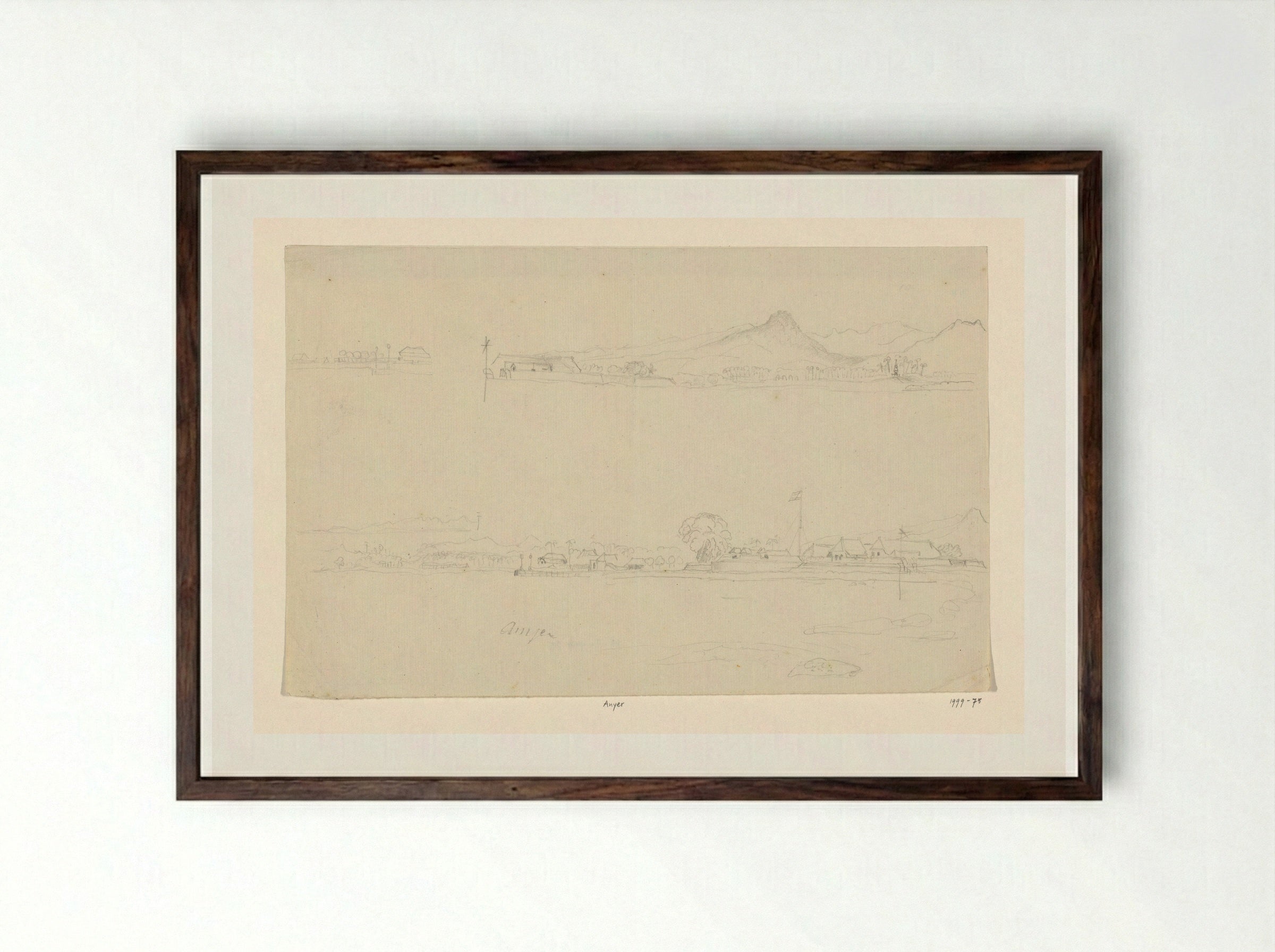 Gezicht op Anyer - Adrianus Johannes Bik - Framed Print Dark Wood