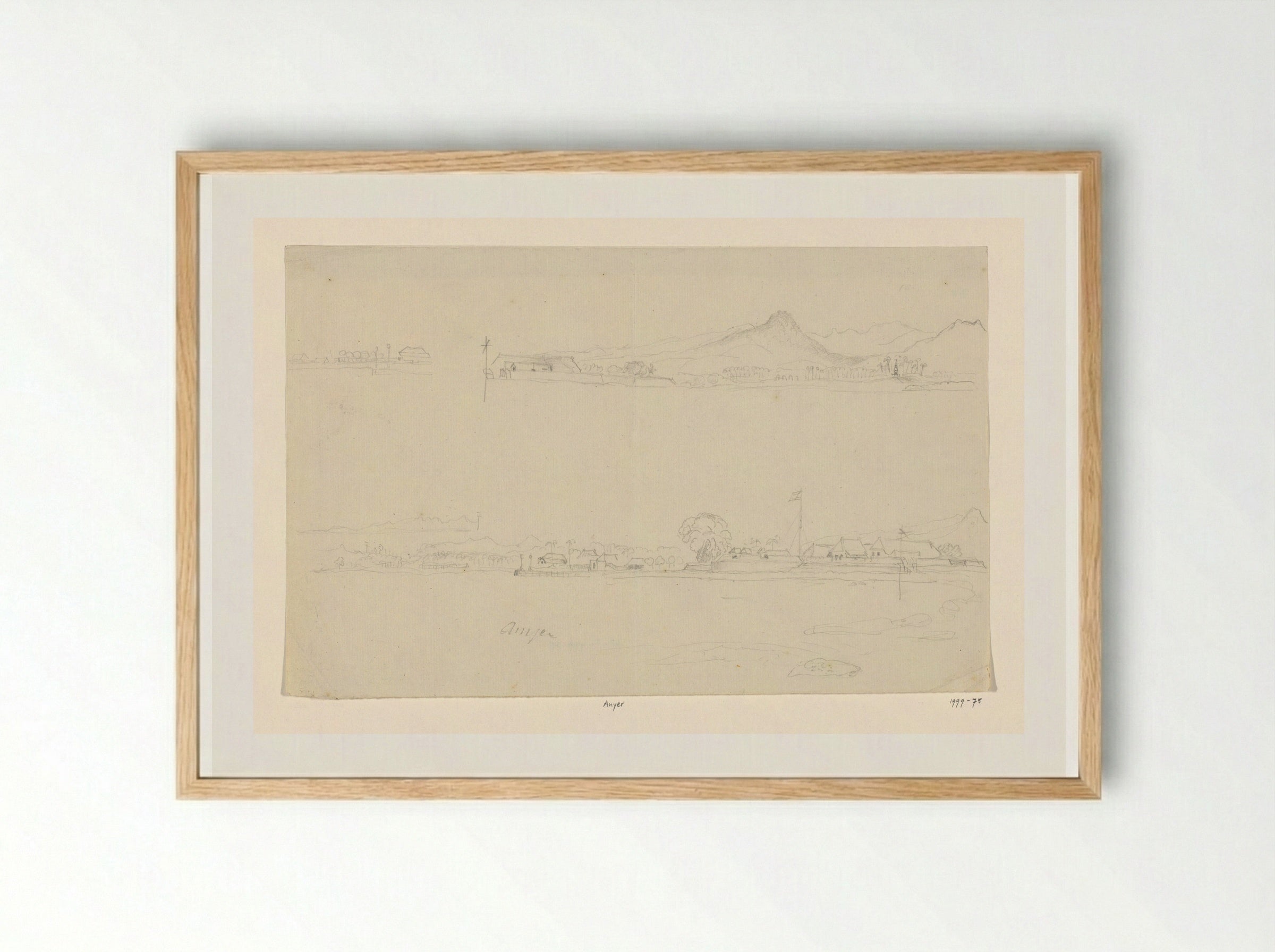 Gezicht op Anyer - Adrianus Johannes Bik - Framed Print Wood
