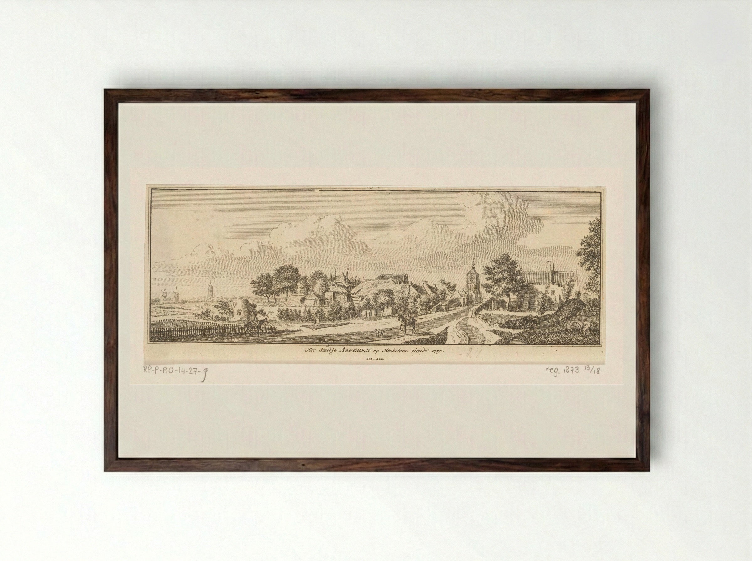 Gezicht op Asperen - Hendrik Spilman - Framed Print Dark Wood