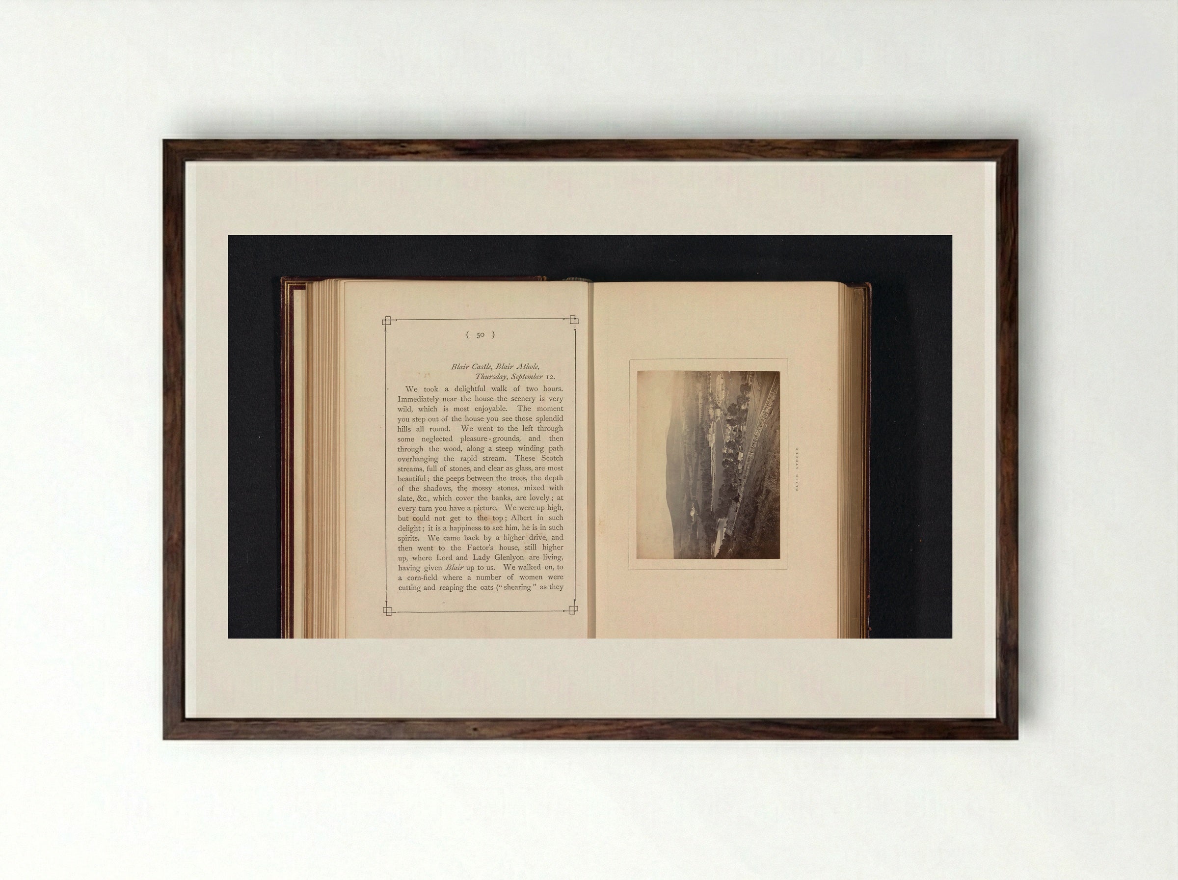 Gezicht op Blair Atholl - George Washington Wilson - Framed Print Dark Wood