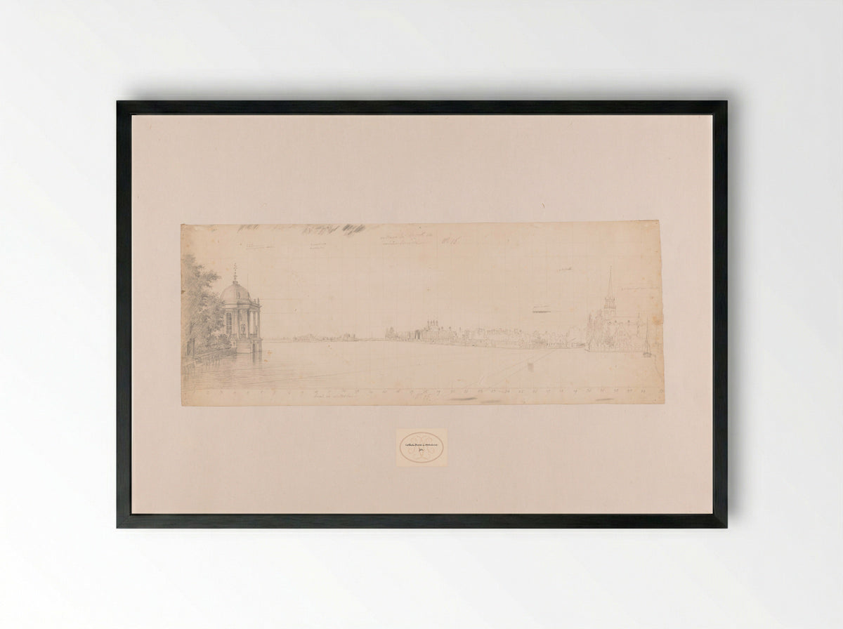 Gezicht op Broek in Waterland met links de koepel van Bakker - Antoine Ignace Melling - Framed Print Black