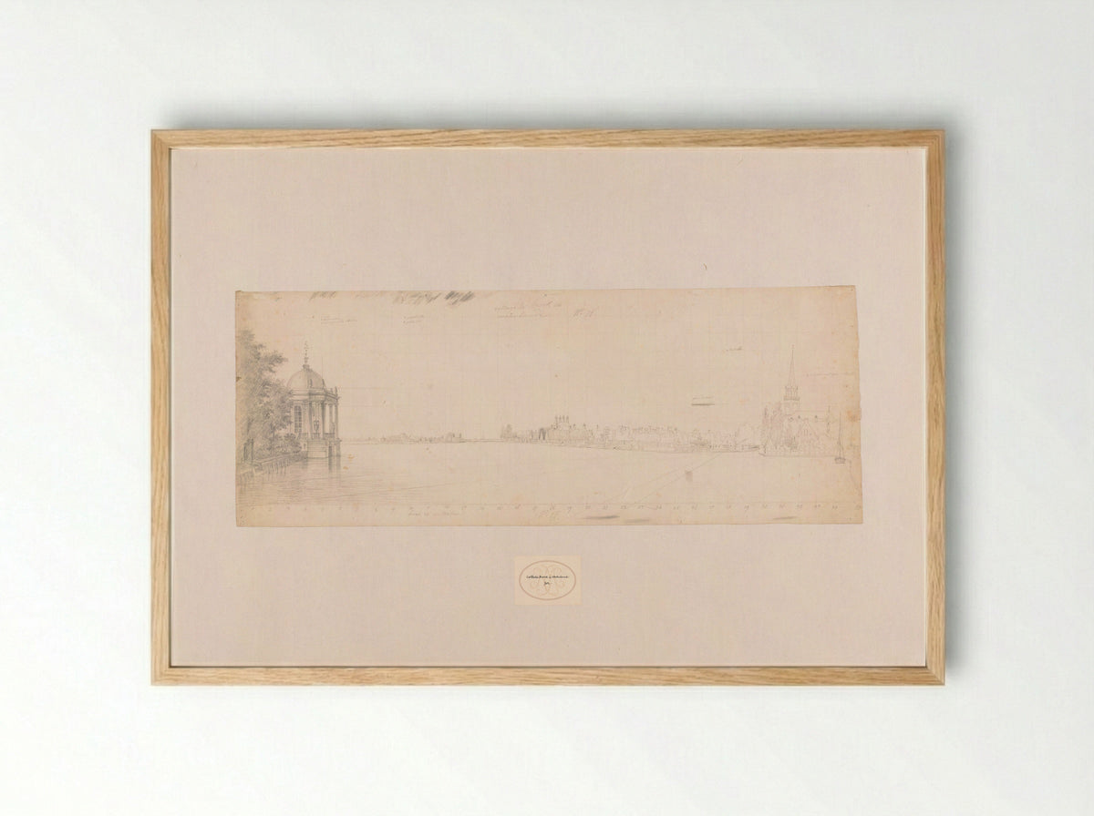 Gezicht op Broek in Waterland met links de koepel van Bakker - Antoine Ignace Melling - Framed Print Wood
