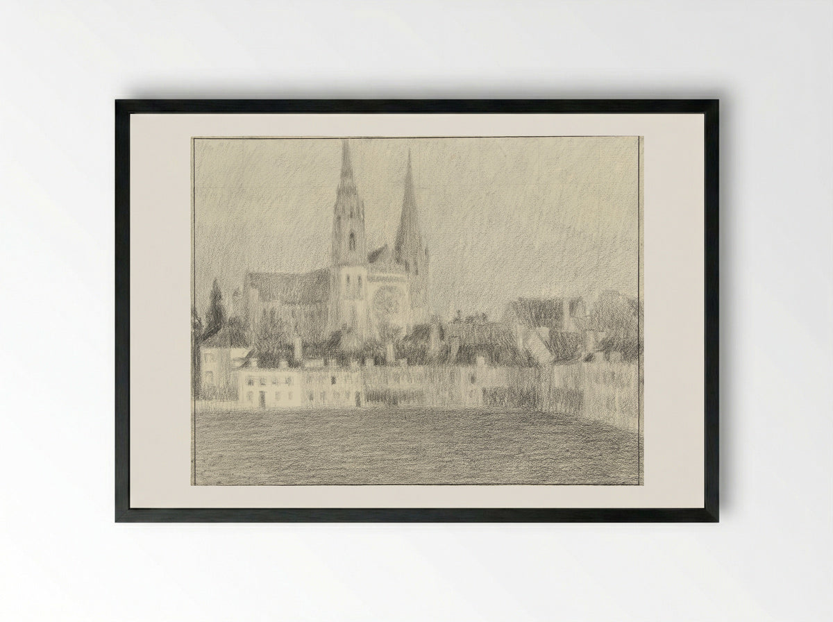 Gezicht op Chartres - Henri Eugène Le Sidaner - Framed Print Black