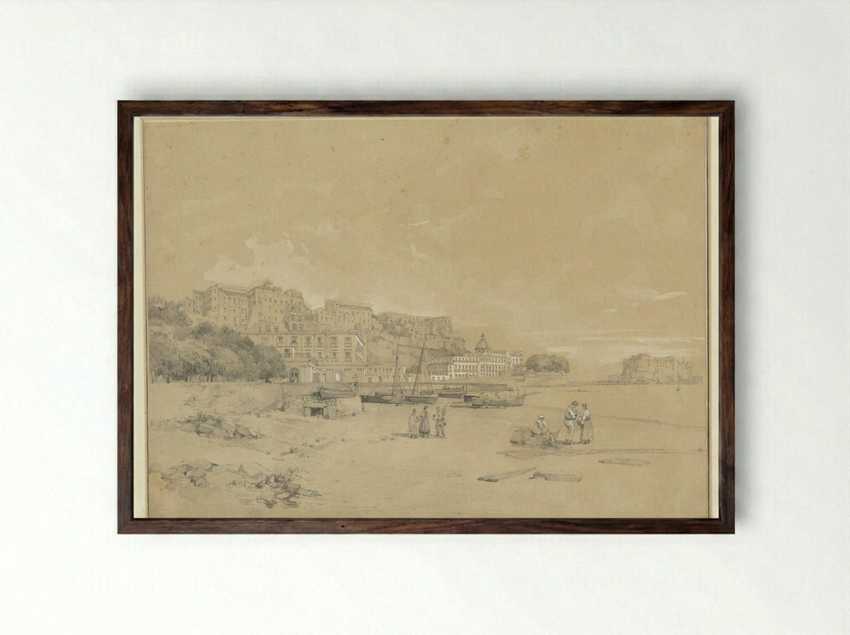 Gezicht op Chiatanone, Veduta del Chiatanone - Antoine Eugène Ernest Buttura - Framed Print Dark Wood