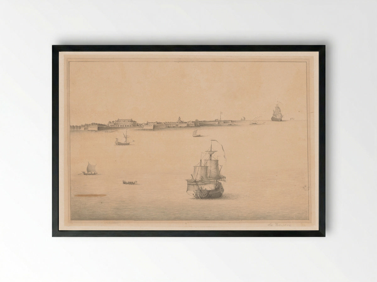 Gezicht op Colombo, Ceylon - Pieter de Bevere - Framed Print Black