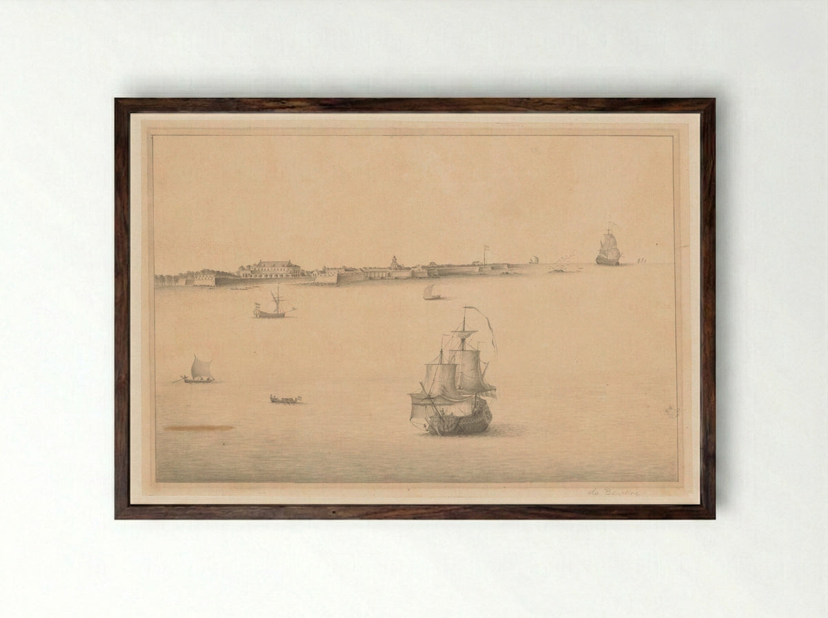 Gezicht op Colombo, Ceylon - Pieter de Bevere - Framed Print Dark Wood