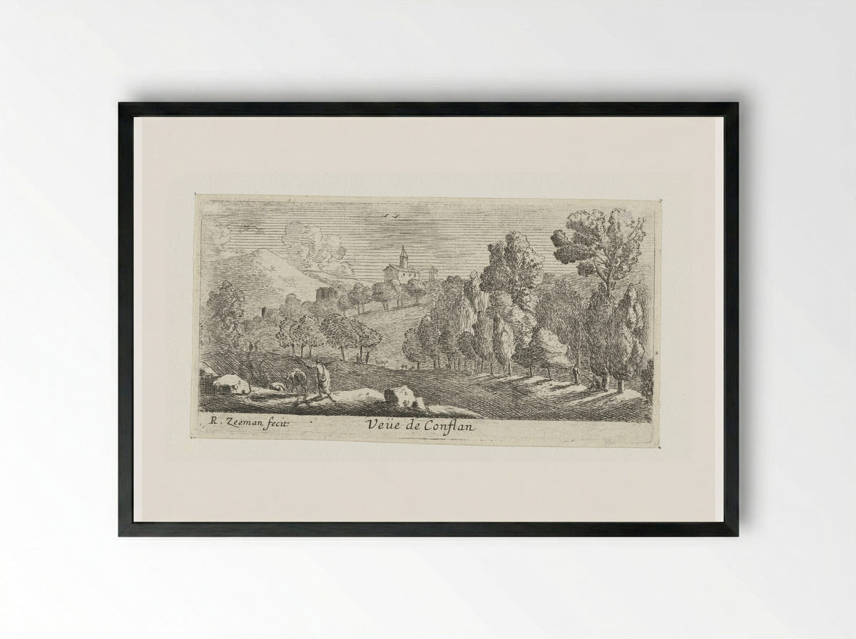 Gezicht op Conflans - Reinier Nooms - Framed Print Black