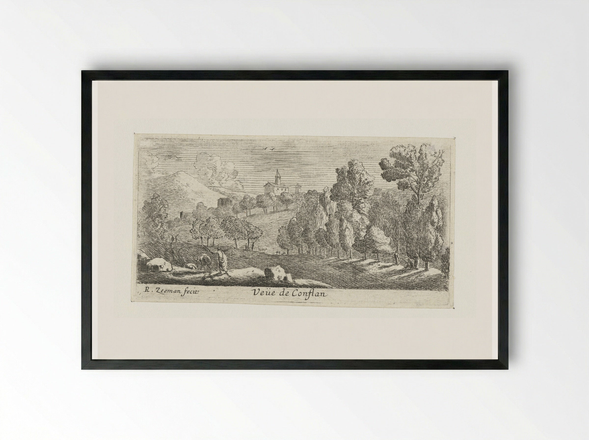 Gezicht op Conflans - Reinier Nooms - Framed Print Black