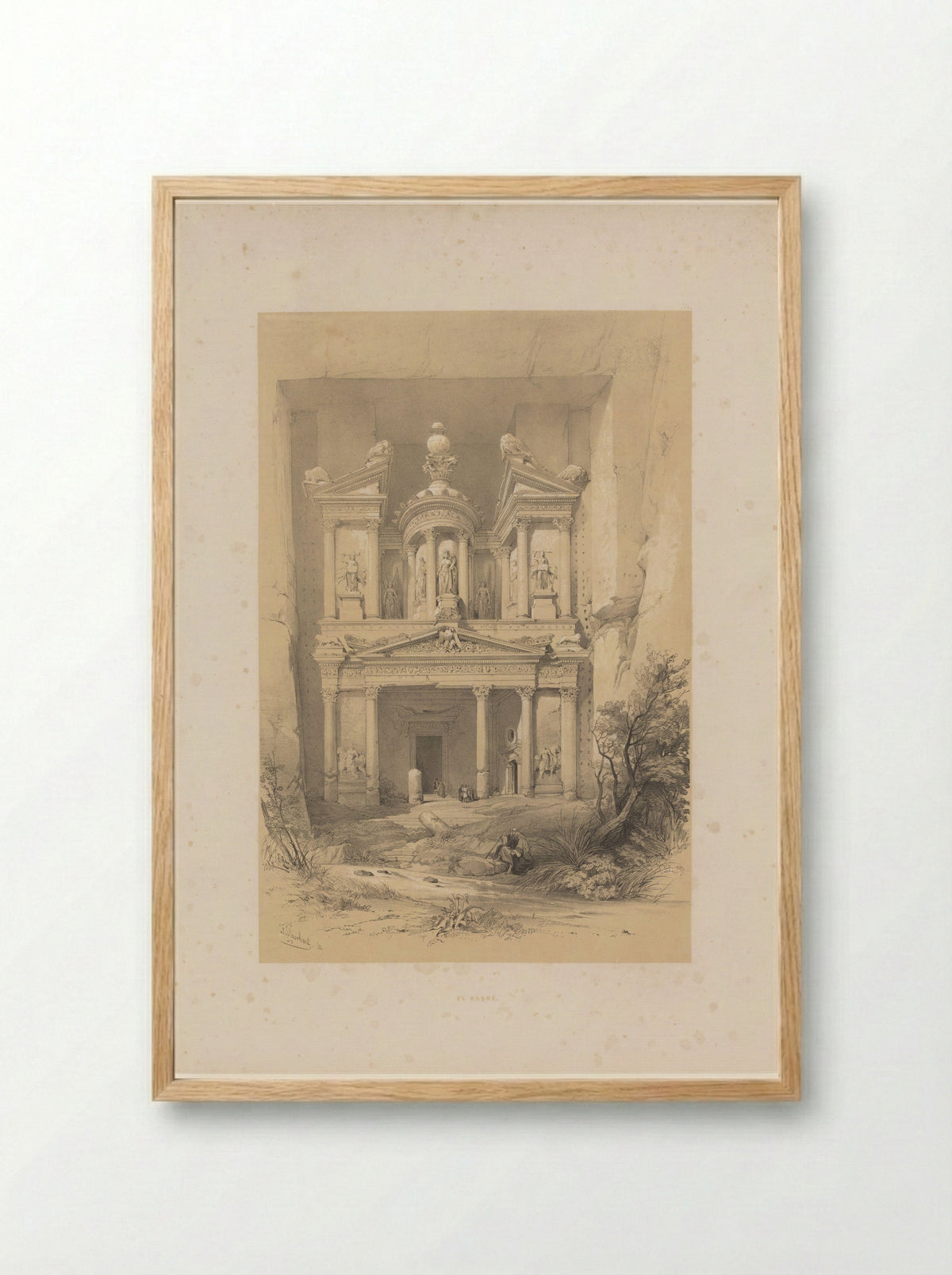 Gezicht op El Kasne te Petra - Jules Géruzet - Framed Print Wood