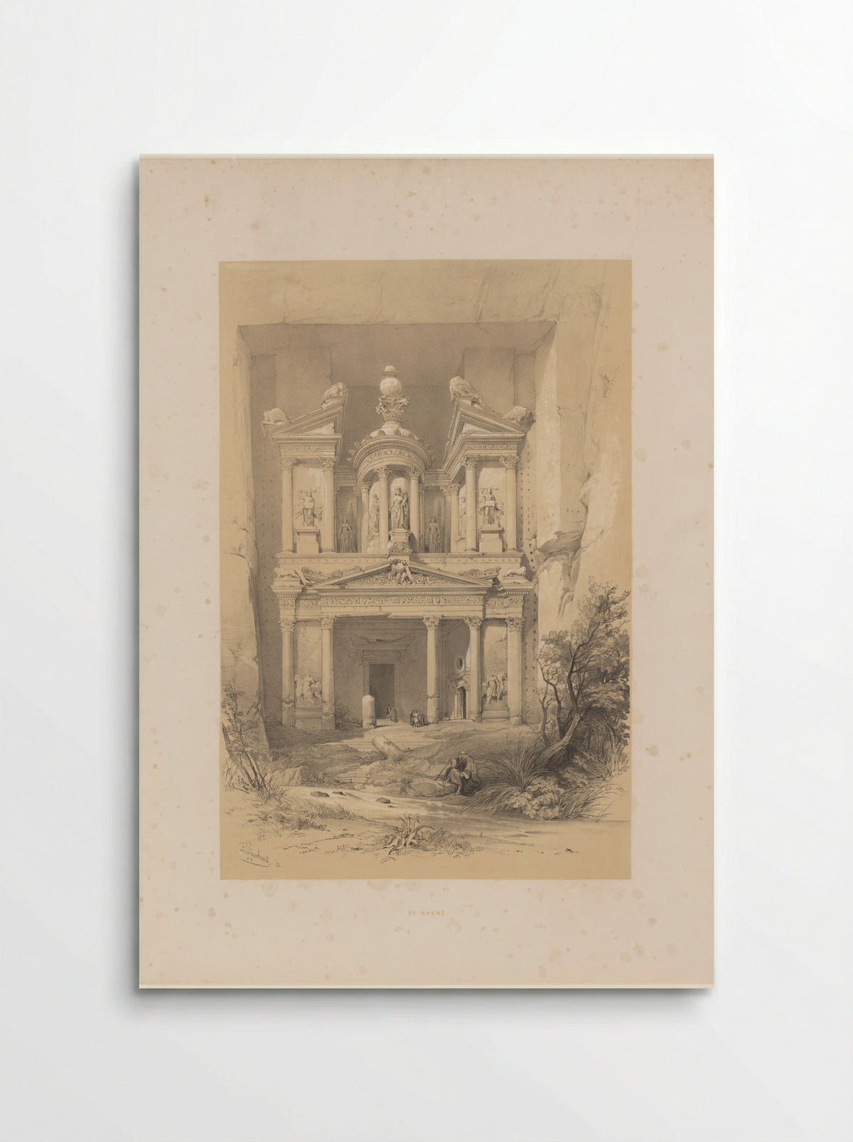 Gezicht op El Kasne te Petra - Jules Géruzet - Poster