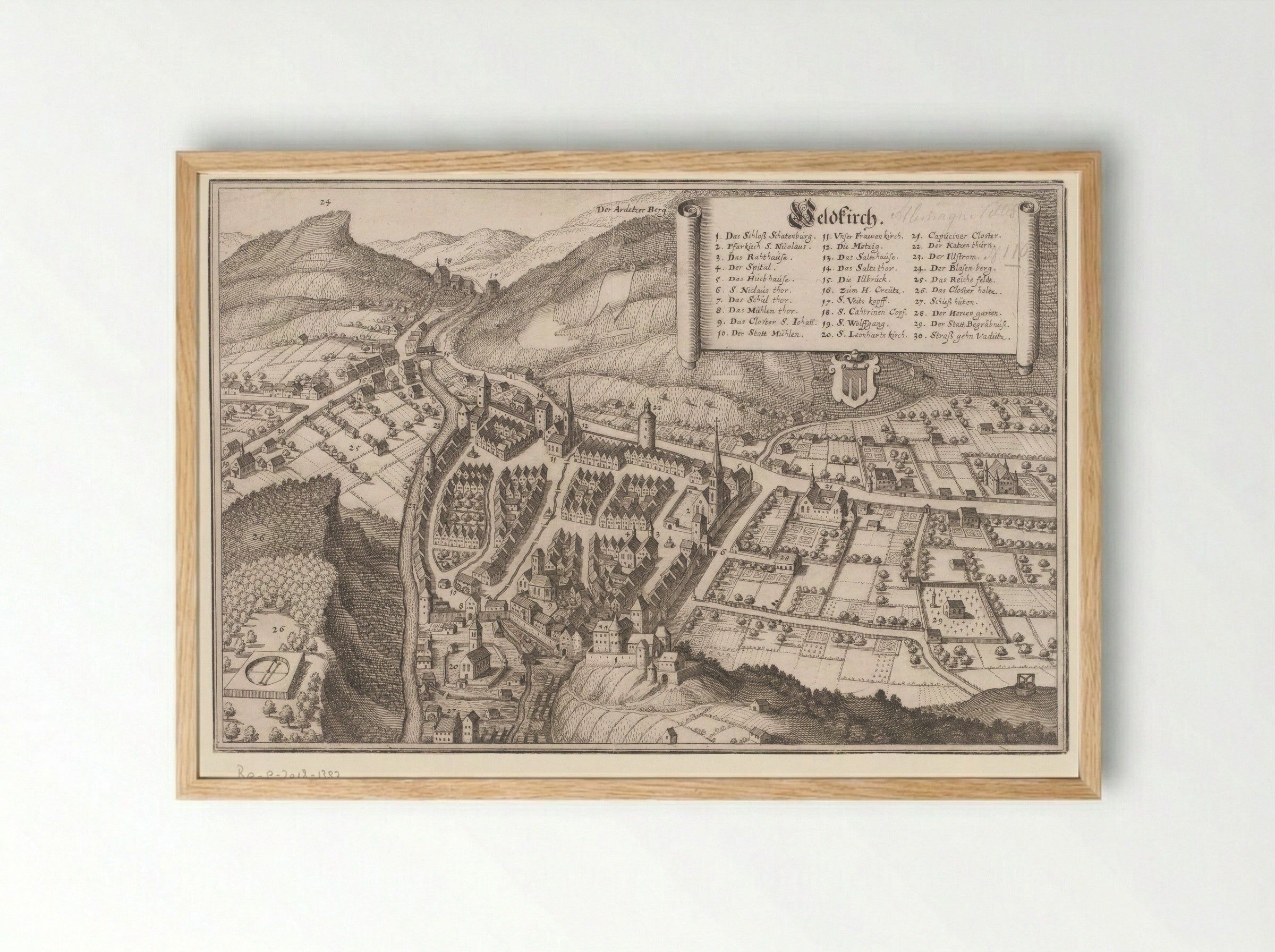Gezicht op Feldkirch - Matthäus Merian (I) - Framed Print Wood