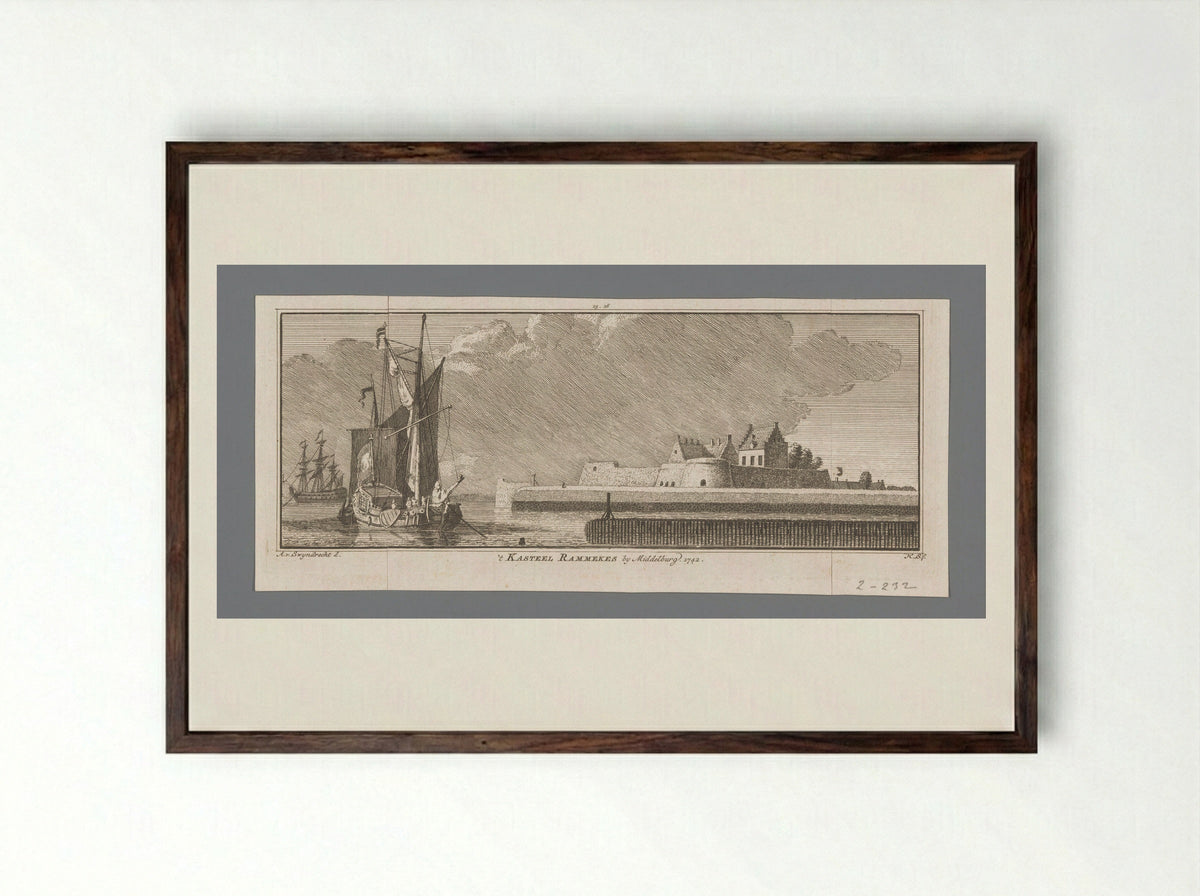 Gezicht op Fort Rammekens - Isaak Tirion - Framed Print Dark Wood