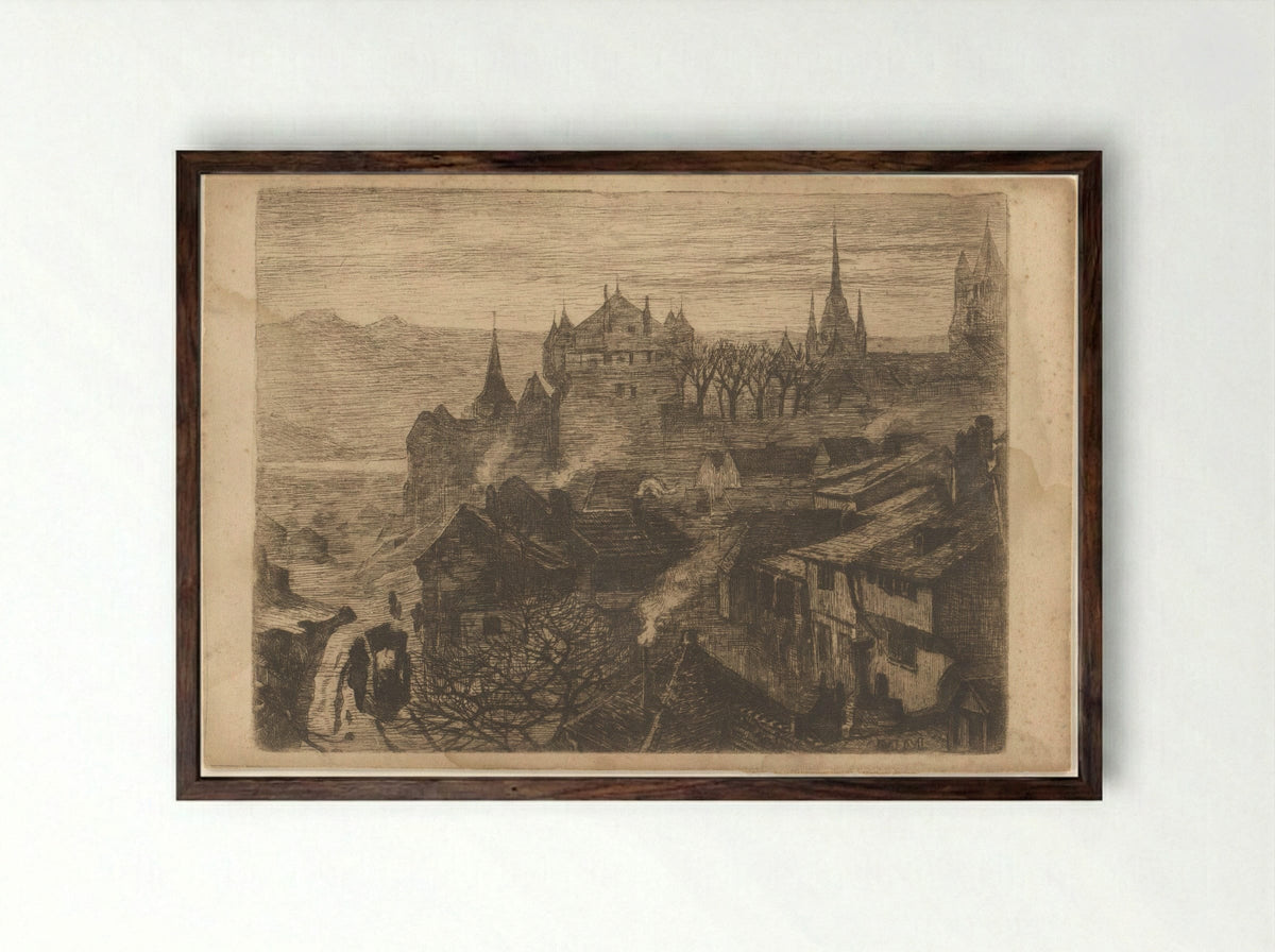 Gezicht op Freiburg - Philip Zilcken - Framed Print Dark Wood