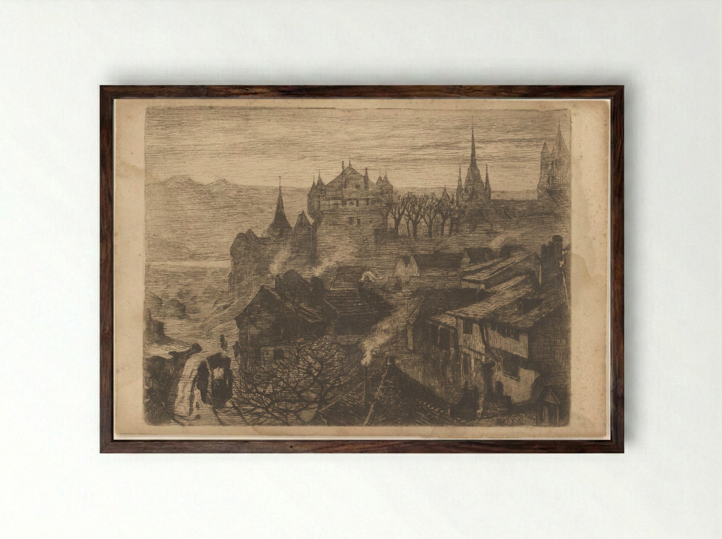 Gezicht op Freiburg - Philip Zilcken - Framed Print Dark Wood