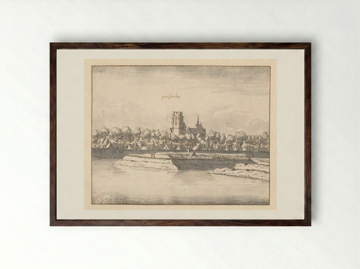 Gezicht op Geertruidenberg, Noord-Brabant - Barend Klotz - Framed Print Dark Wood