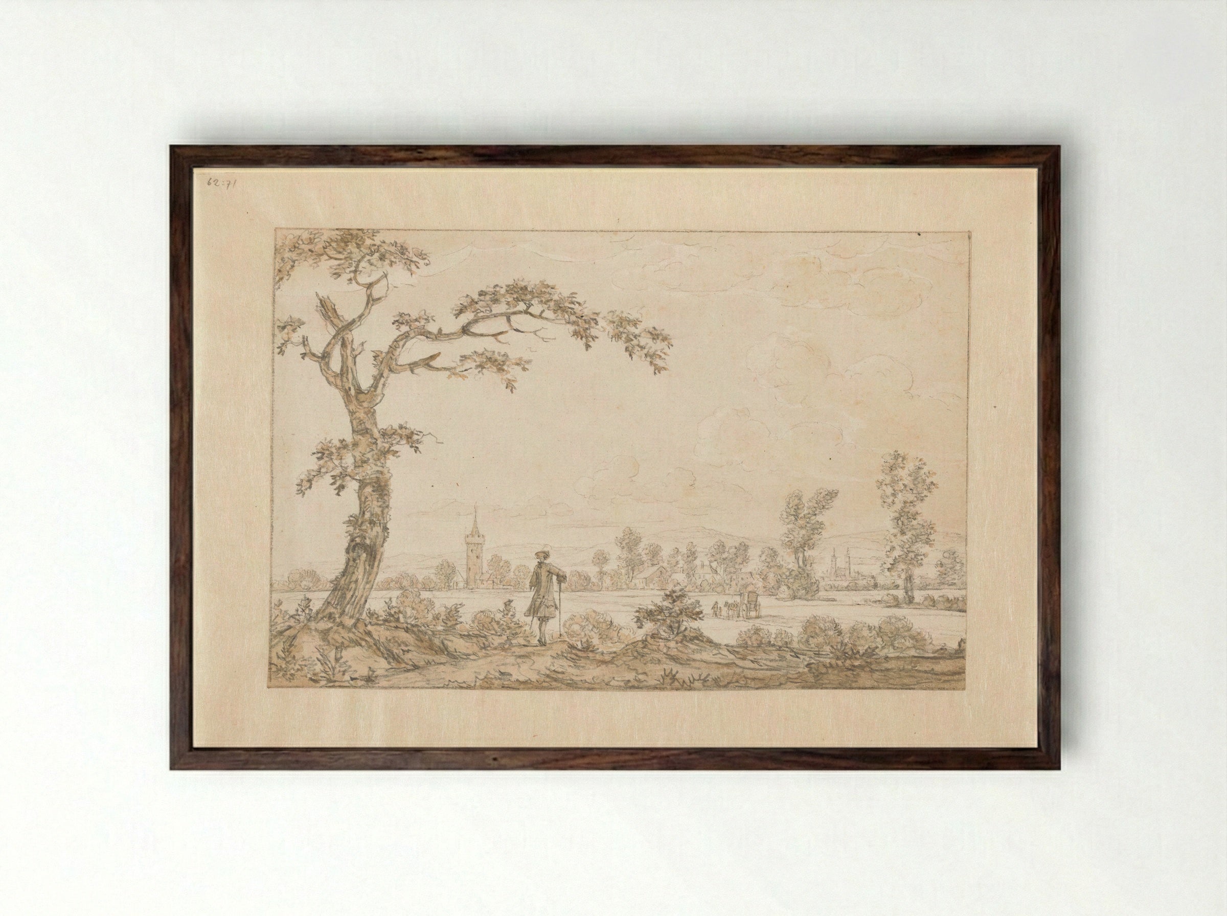 Gezicht op Höchst, bij Frankfurt - Johann Goll van Frankenstein (I) - Framed Print Dark Wood