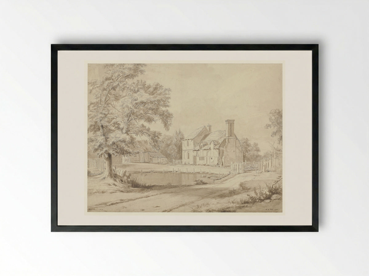 Gezicht op Harm House te Nock in Surrey - Hendrik Frans de Cort - Framed Print Black
