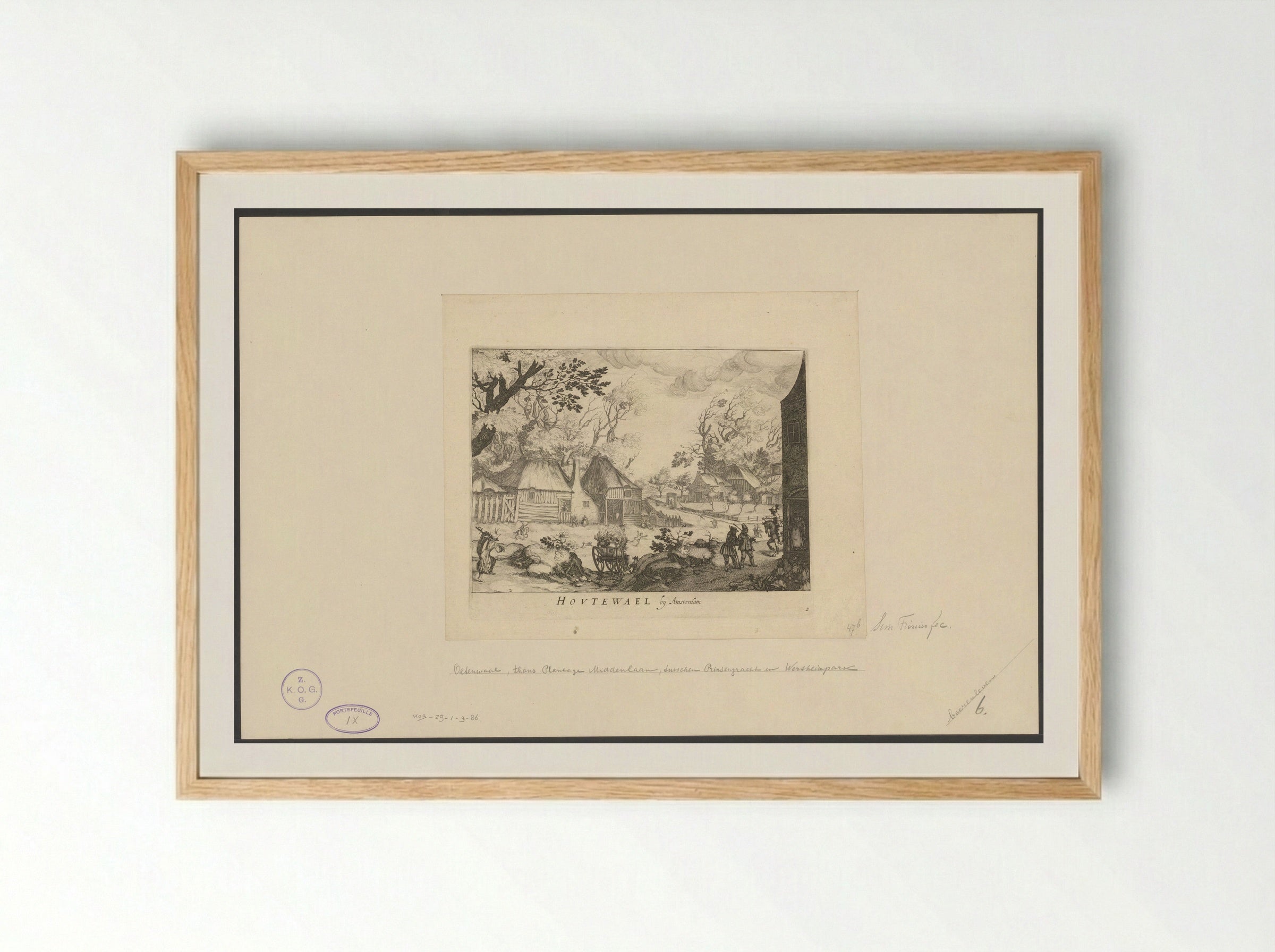Gezicht op Houtewael bij Amsterdam - Simon Frisius - Framed Print Wood