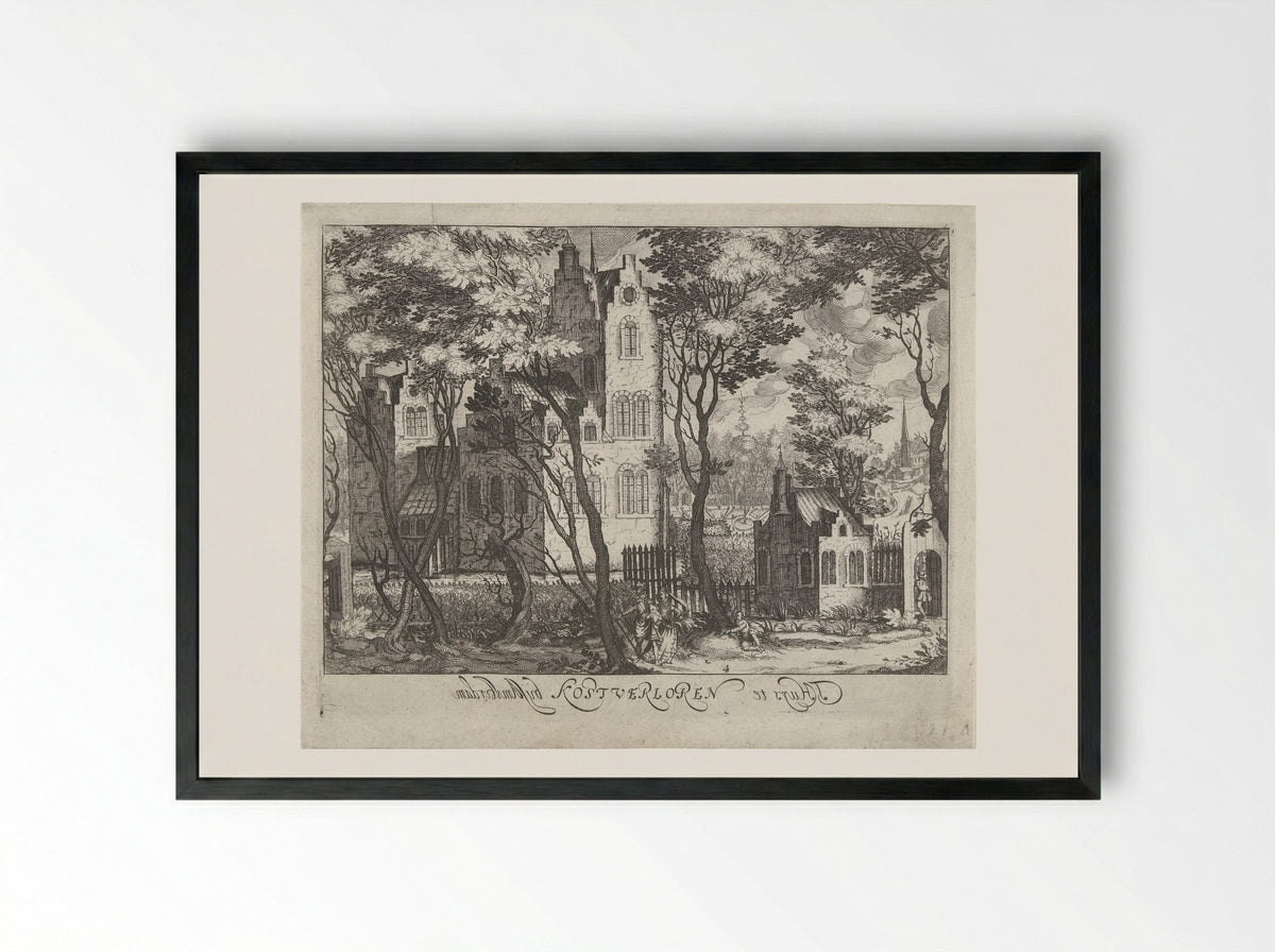 Gezicht op Huis Kostverloren nabij Amsterdam - Simon Frisius - Framed Print Black