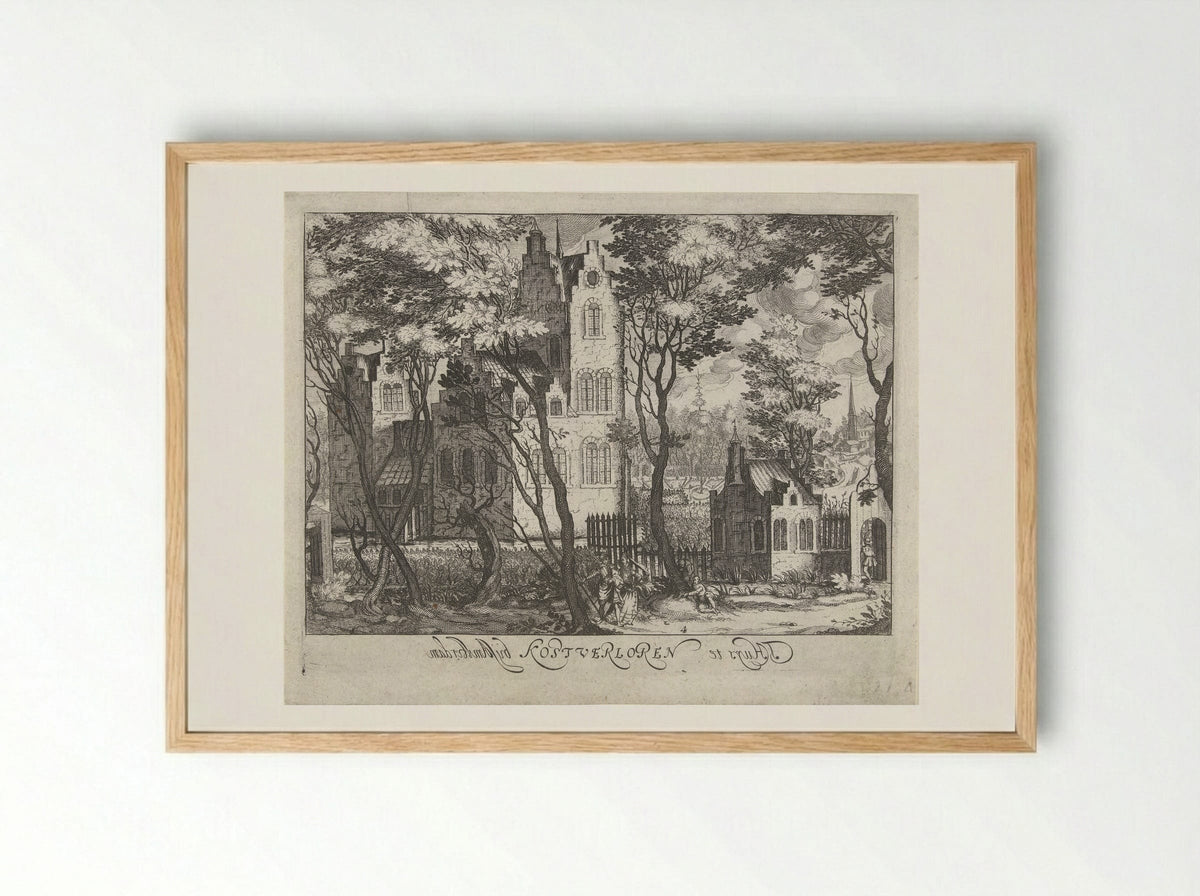Gezicht op Huis Kostverloren nabij Amsterdam - Simon Frisius - Framed Print Wood
