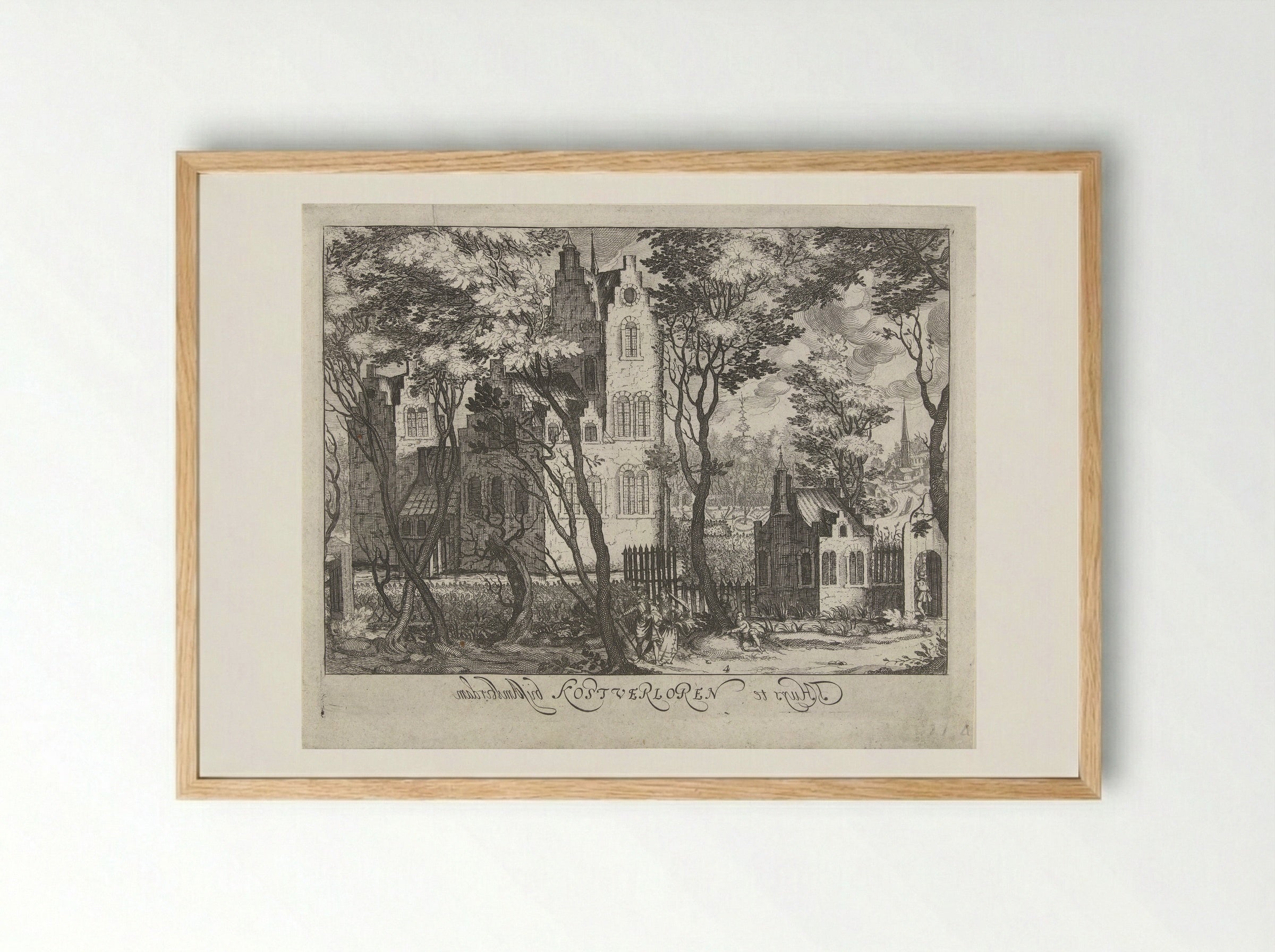 Gezicht op Huis Kostverloren nabij Amsterdam - Simon Frisius - Framed Print Wood
