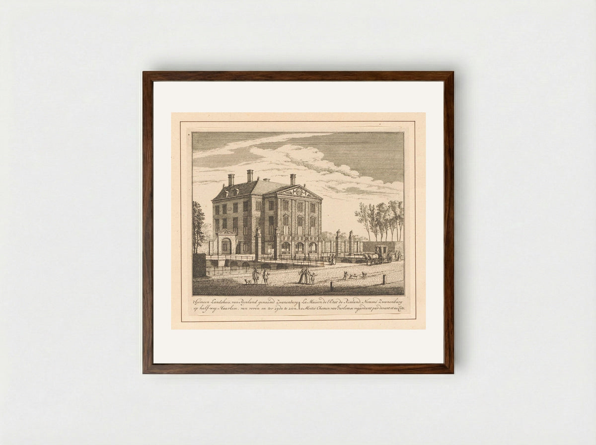 Gezicht op Huis Zwanenburg te Halfweg - Abraham Rademaker - Framed Print Dark Wood