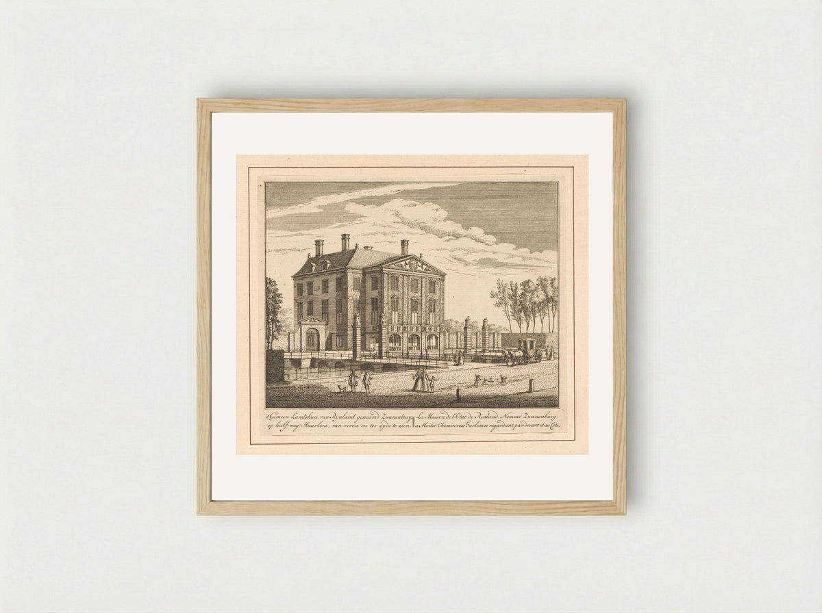 Gezicht op Huis Zwanenburg te Halfweg - Abraham Rademaker - Framed Print Wood