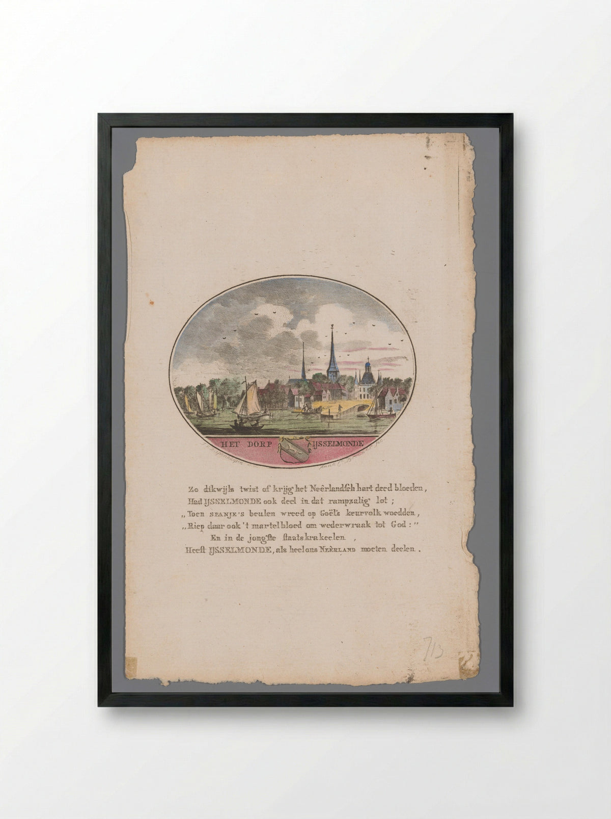 Gezicht op IJsselmonde - Hendrik Arend Banse - Framed Print Black