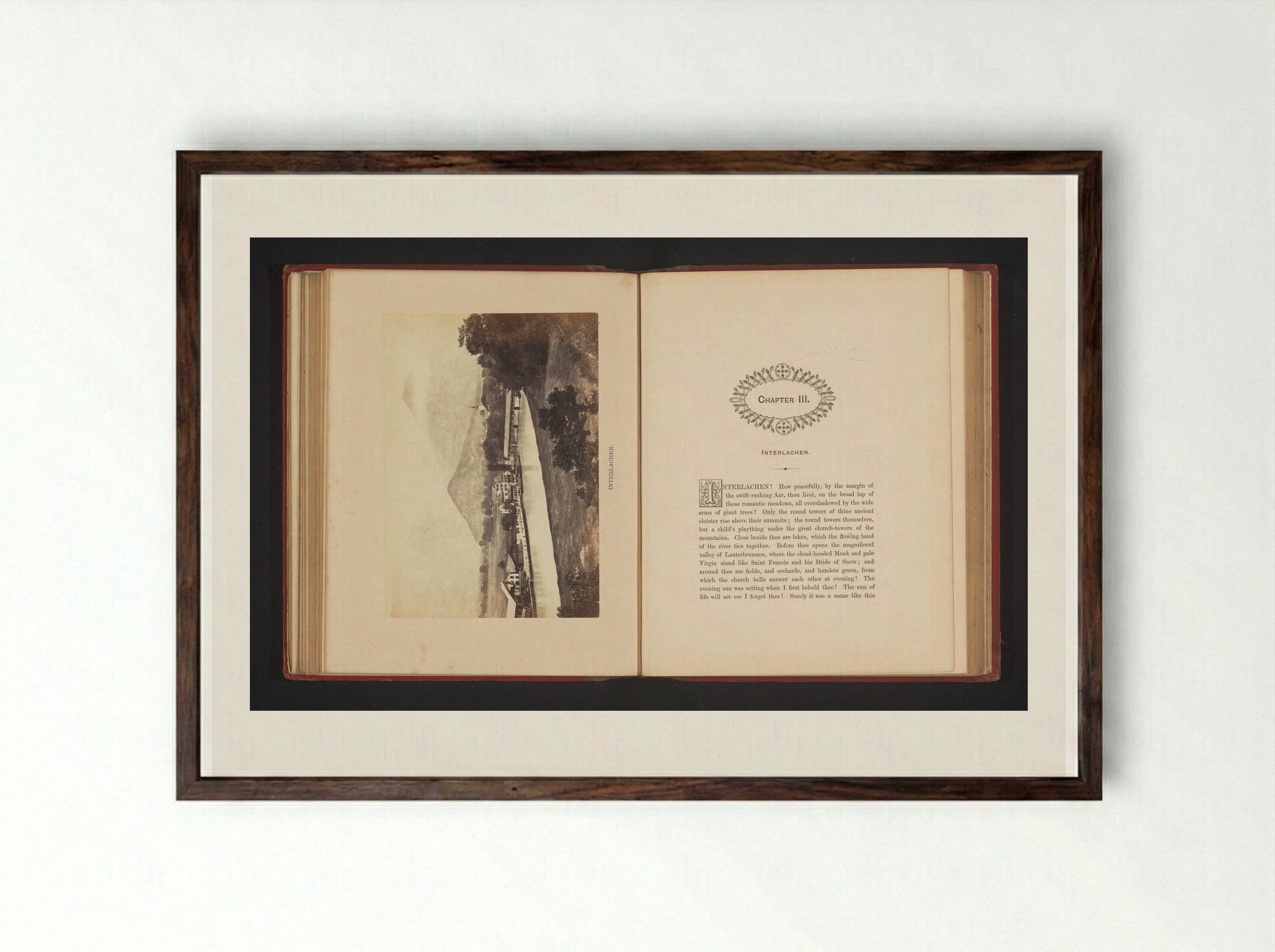Gezicht op Interlaken - Francis Frith - Framed Print Dark Wood