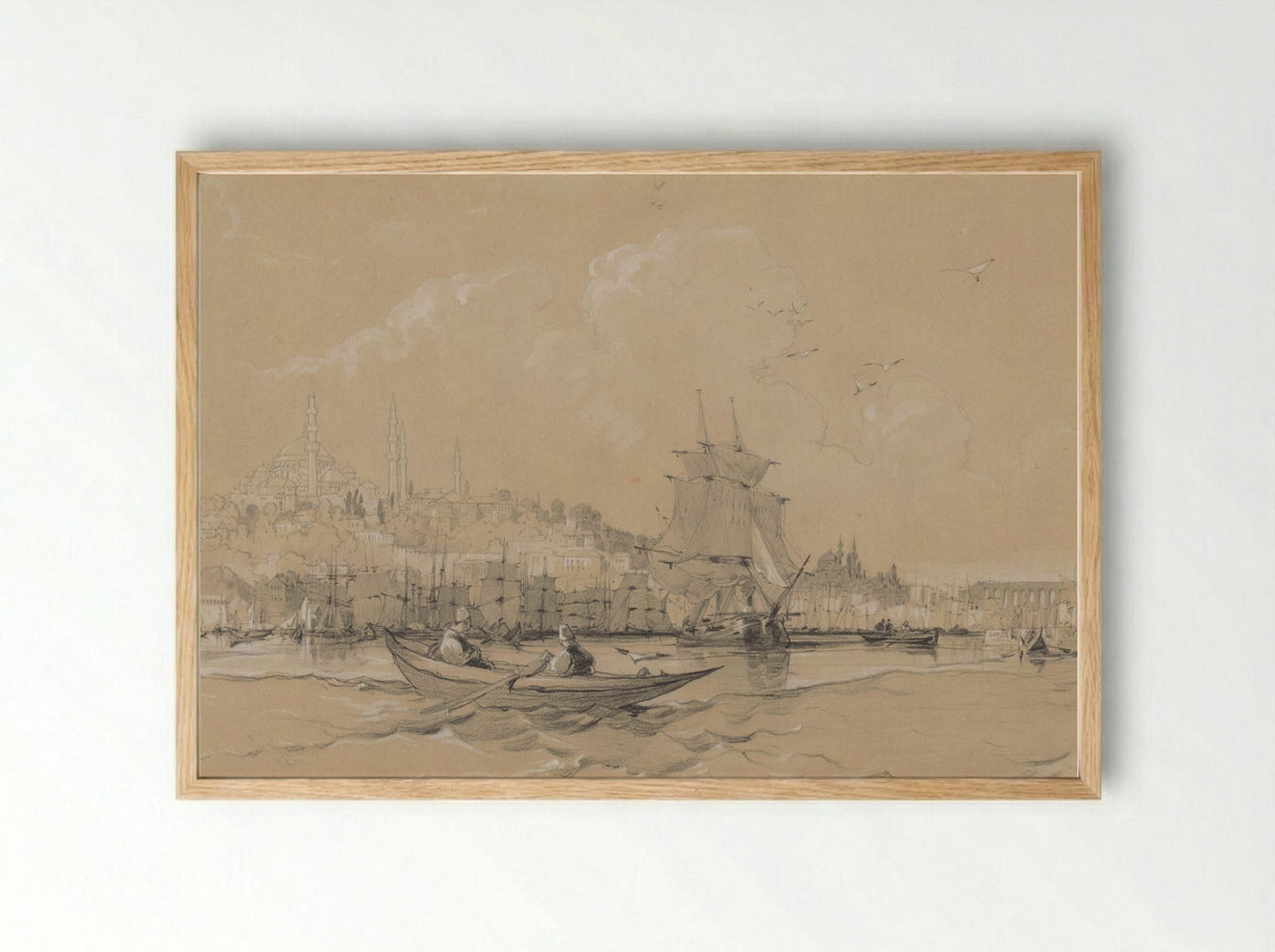 Gezicht op Istanbul, de oude stad, vanaf de Gouden Hoorn - Coke Smyth - Framed Print Wood