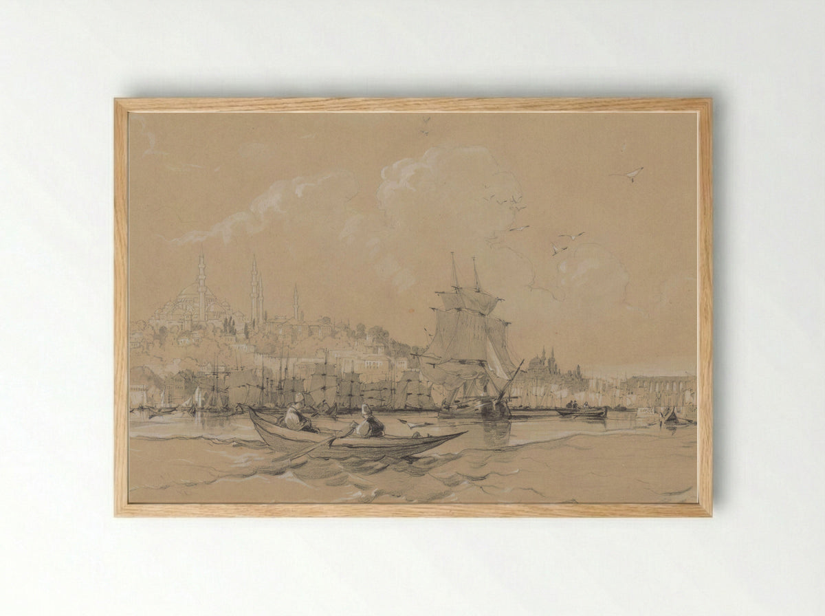 Gezicht op Istanbul, de oude stad, vanaf de Gouden Hoorn - Coke Smyth - Framed Print Wood