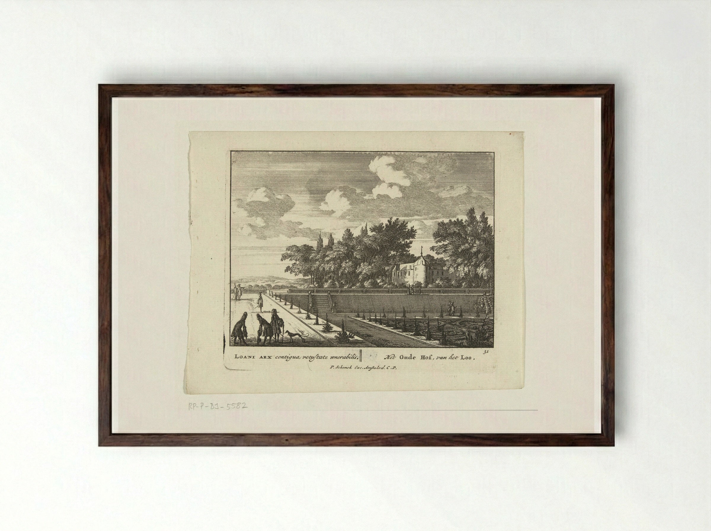 Gezicht op Kasteel Het Oude Loo - Jan van Call (I) - Framed Print Dark Wood