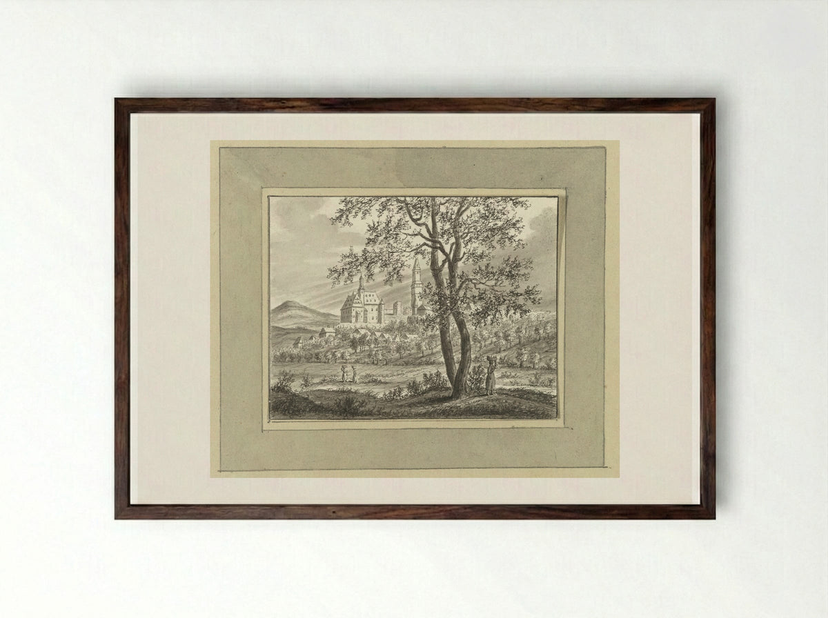 Gezicht op Kronenberg bij Frankfurt am Main - Ernst Willem Jan Bagelaar - Framed Print Dark Wood