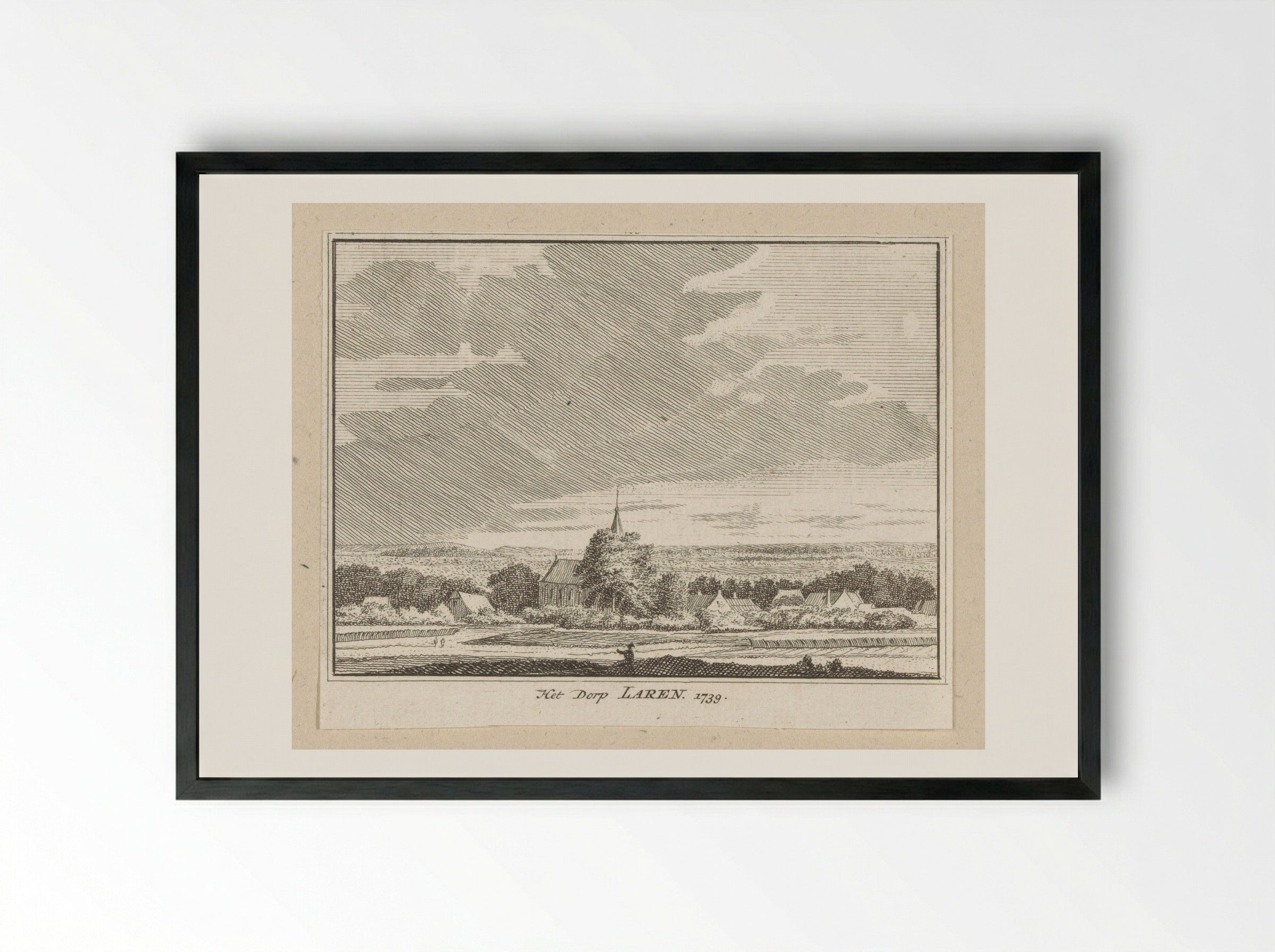 Gezicht op Laren - Hendrik Spilman - Framed Print Black