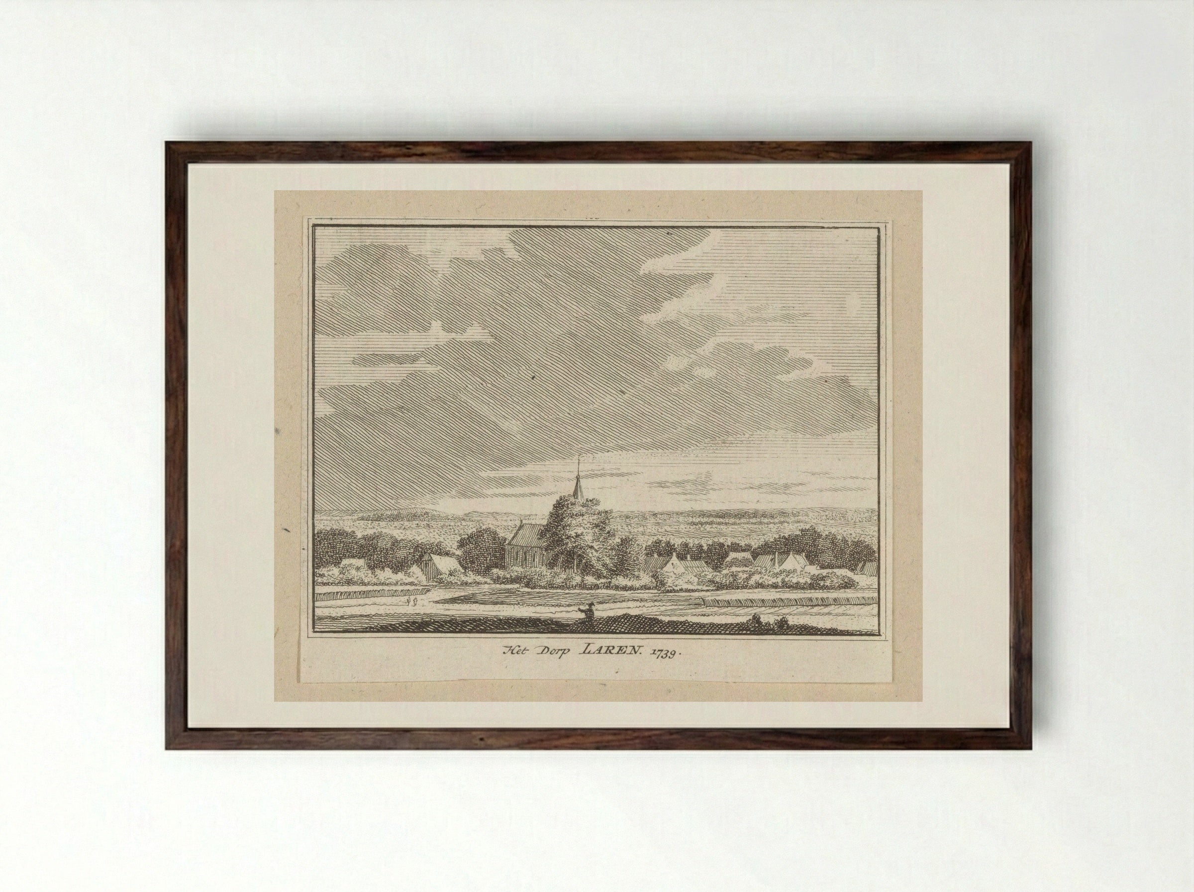 Gezicht op Laren - Hendrik Spilman - Framed Print Dark Wood
