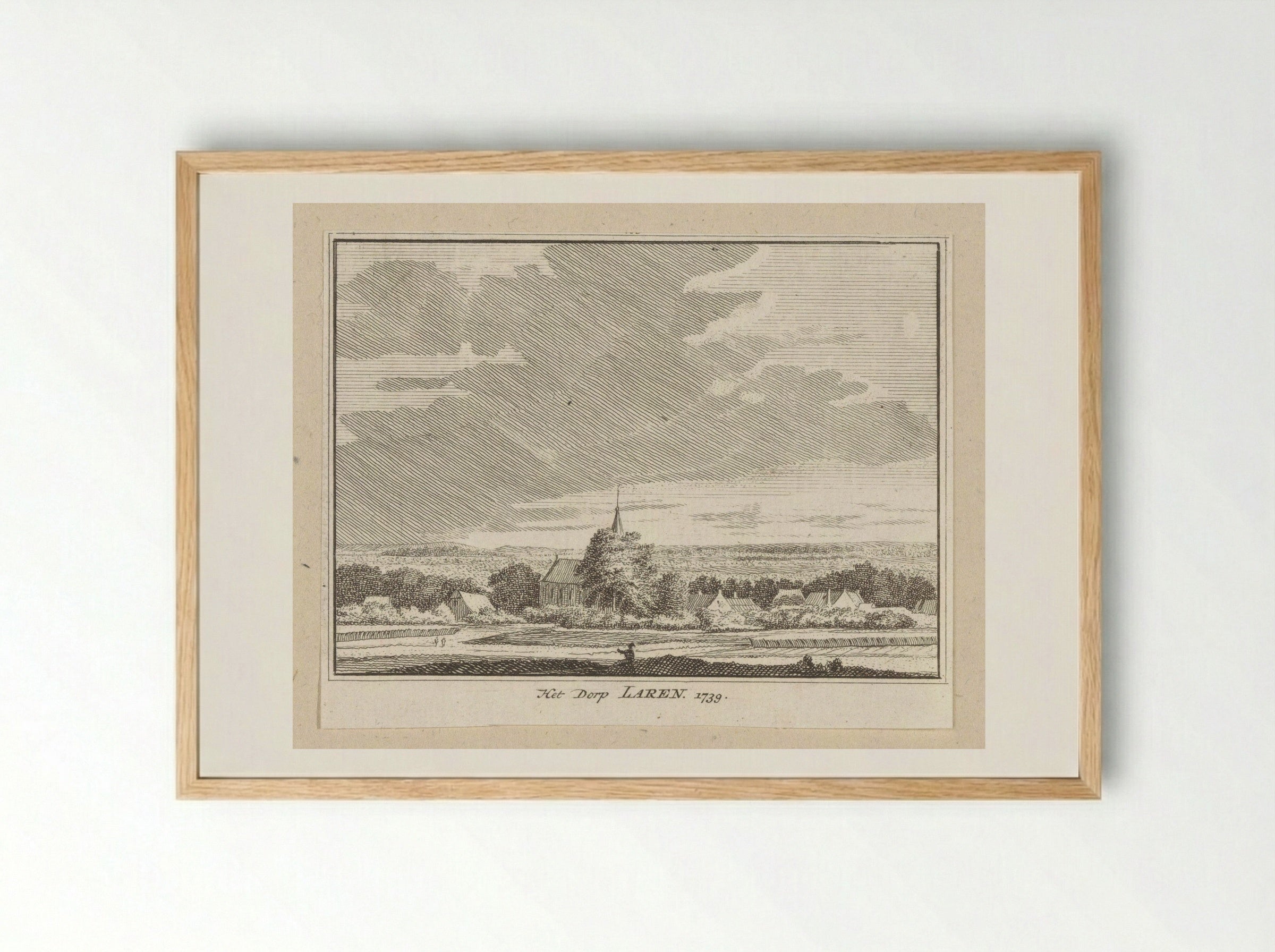 Gezicht op Laren - Hendrik Spilman - Framed Print Wood