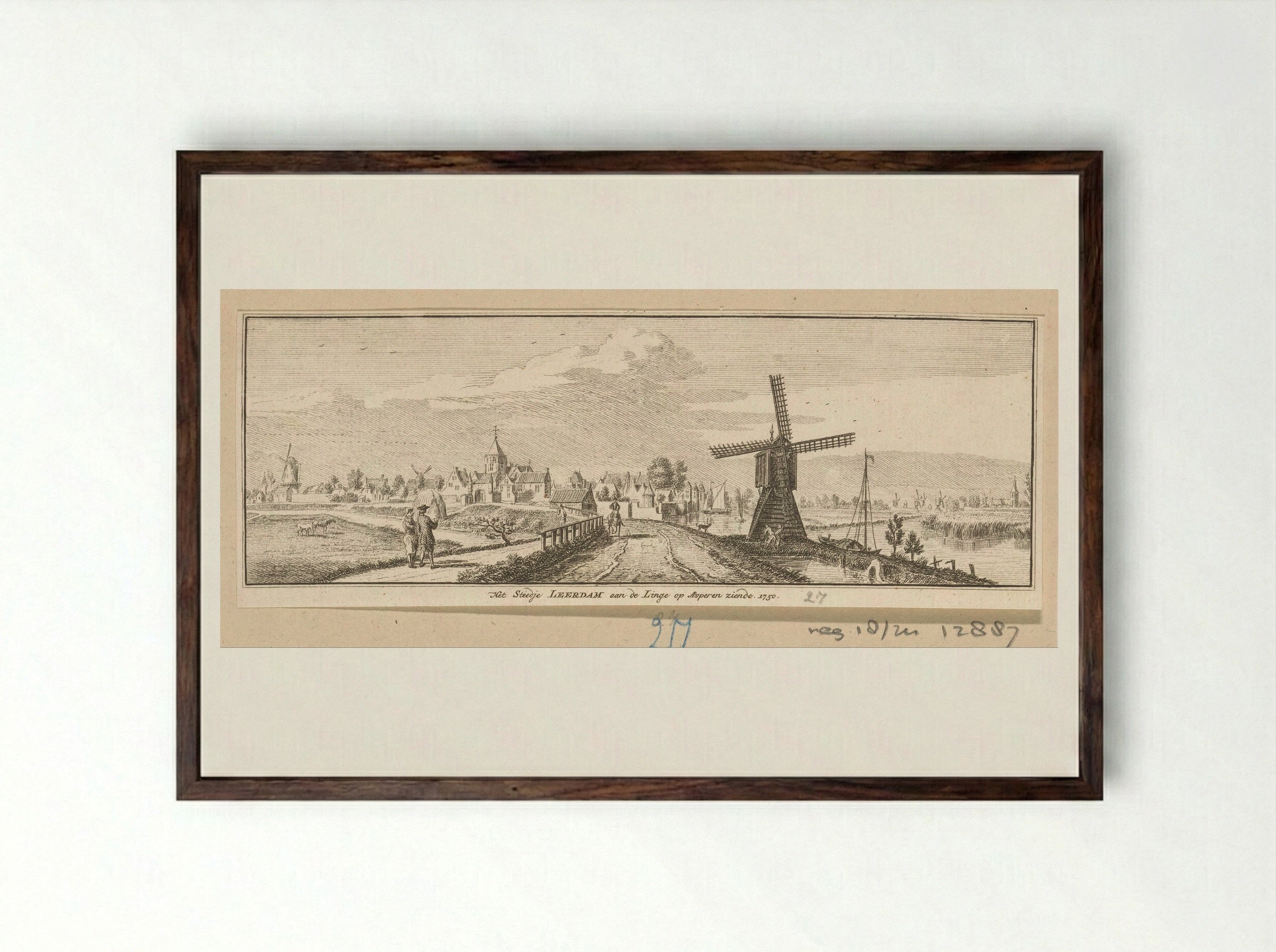 Gezicht op Leerdam - Hendrik Spilman - Framed Print Dark Wood