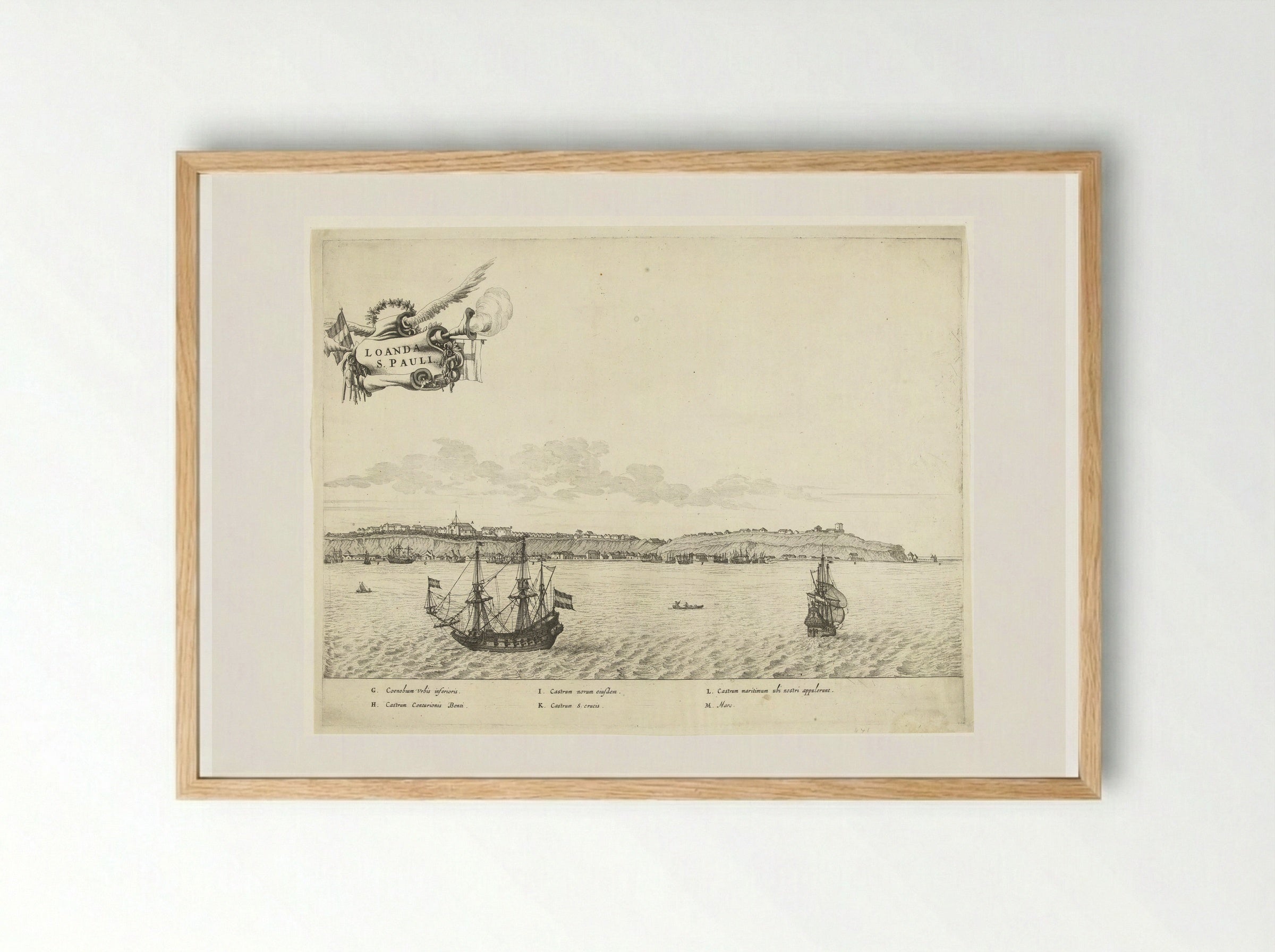 Gezicht op Luanda (rechterhelft) - Salomon Savery - Framed Print Wood