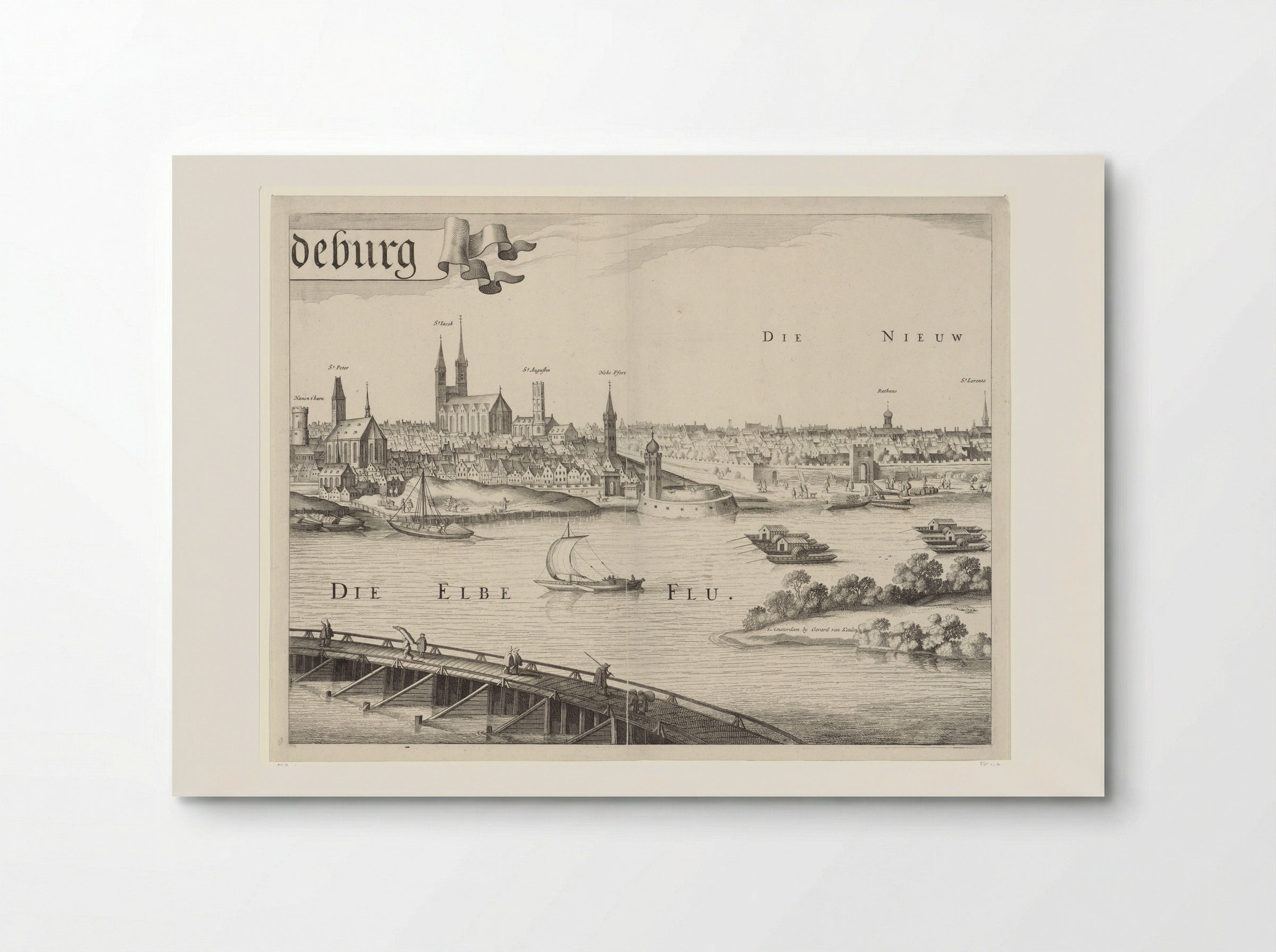 Gezicht op Maagdenburg, rechter middenblad - Jan van de Velde II - Poster