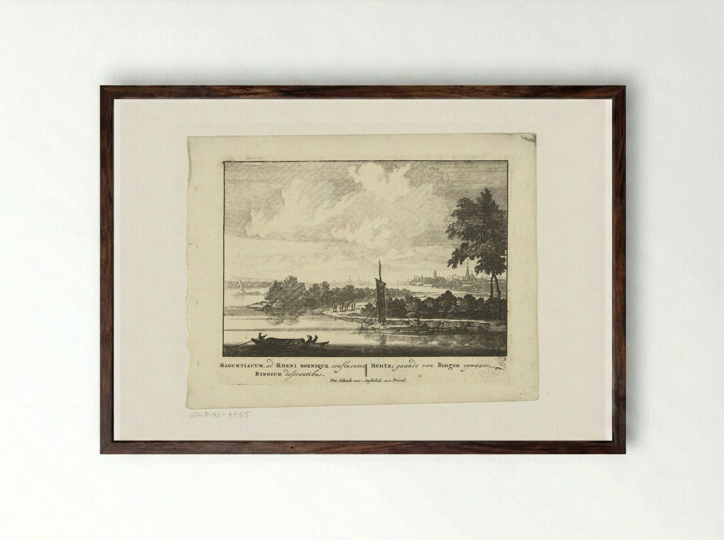 Gezicht op Mainz vanuit het Noorden - Jan van Call (I) - Framed Print Dark Wood