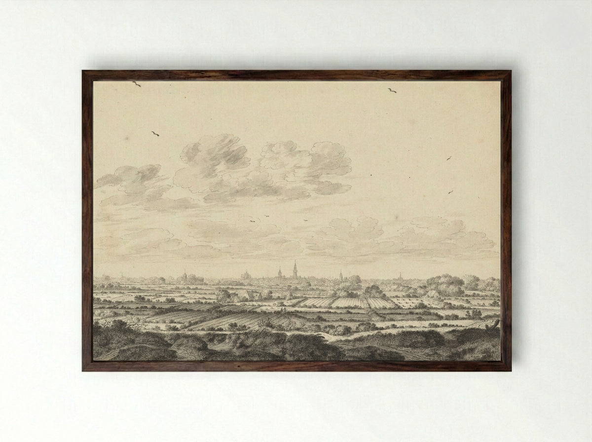 Gezicht op Middelburg - Johannes Goedaert - Framed Print Dark Wood