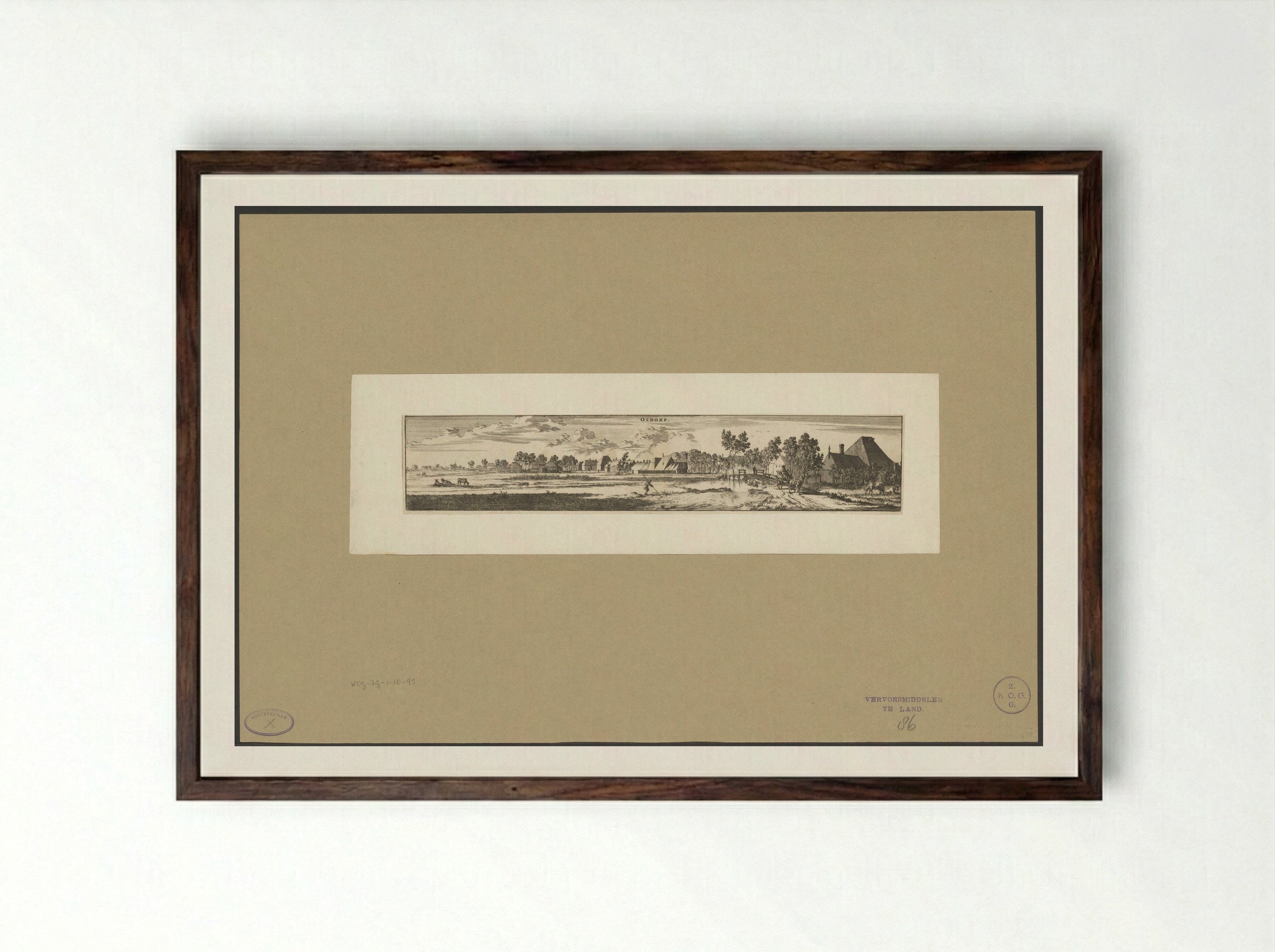 Gezicht op Osdorp - Jan Luyken - Framed Print Dark Wood
