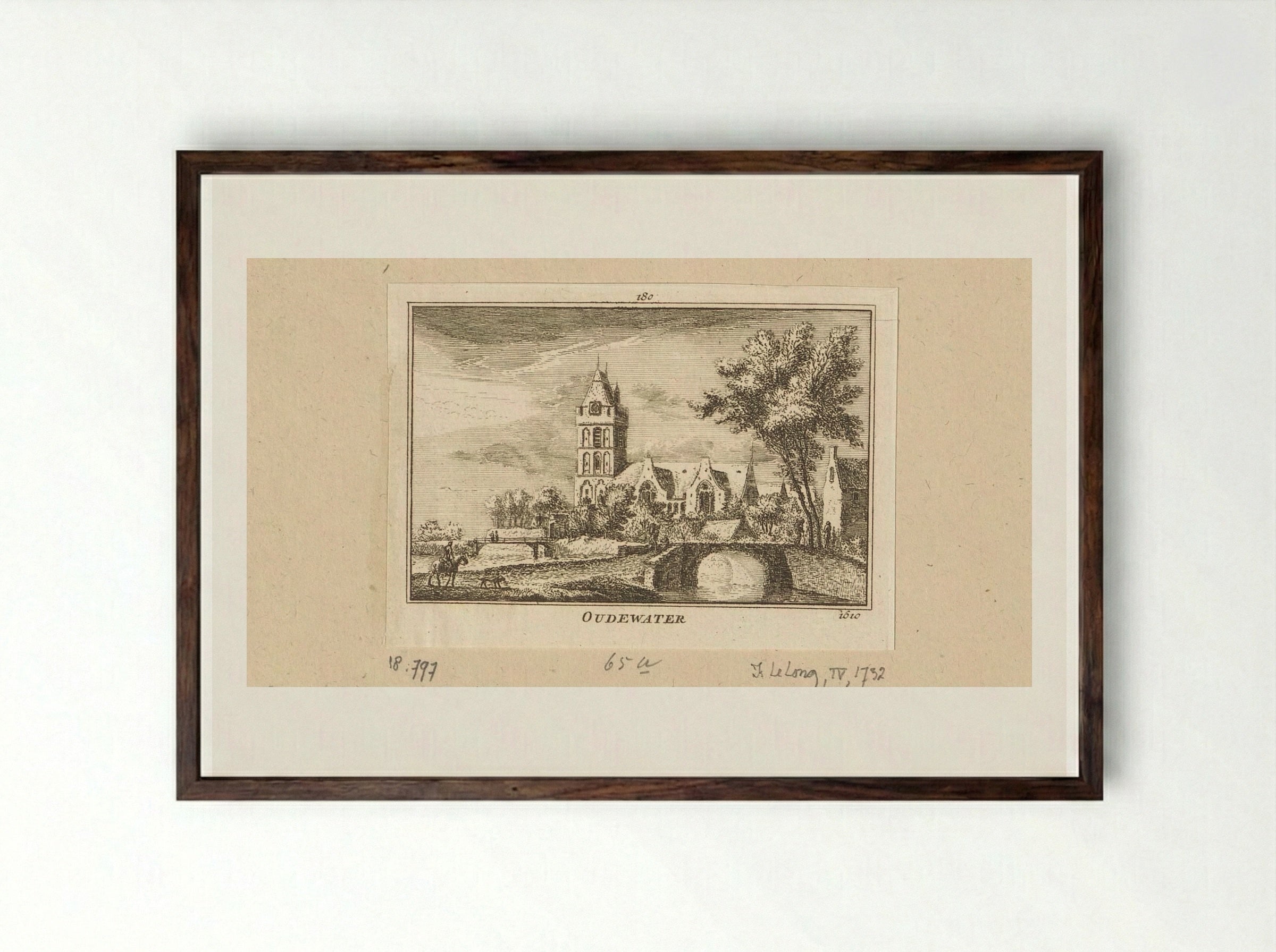 Gezicht op Oudewater - Abraham Rademaker - Framed Print Dark Wood