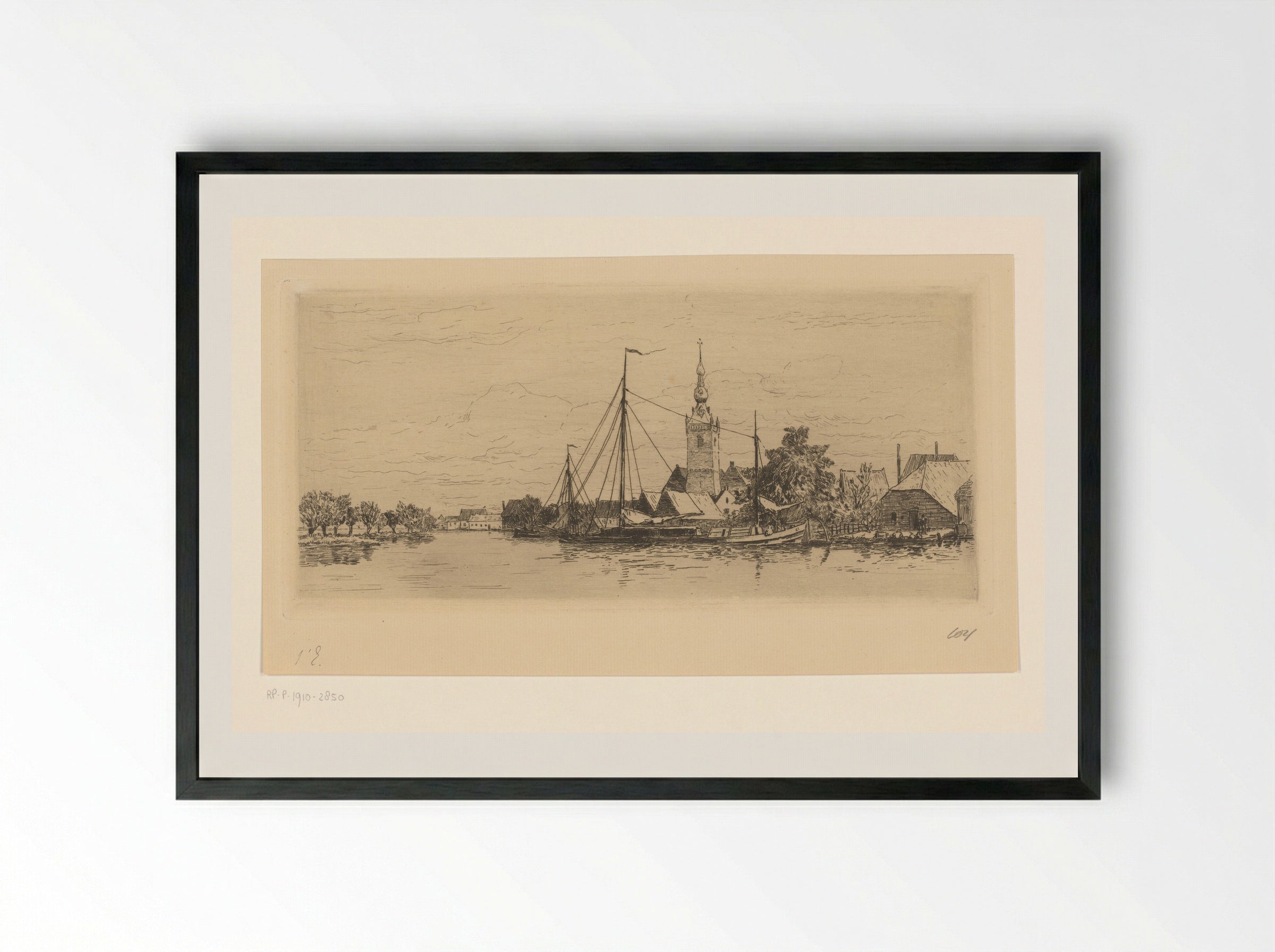 Gezicht op Overschie - Carel Nicolaas Storm van 's-Gravesande - Framed Print Black