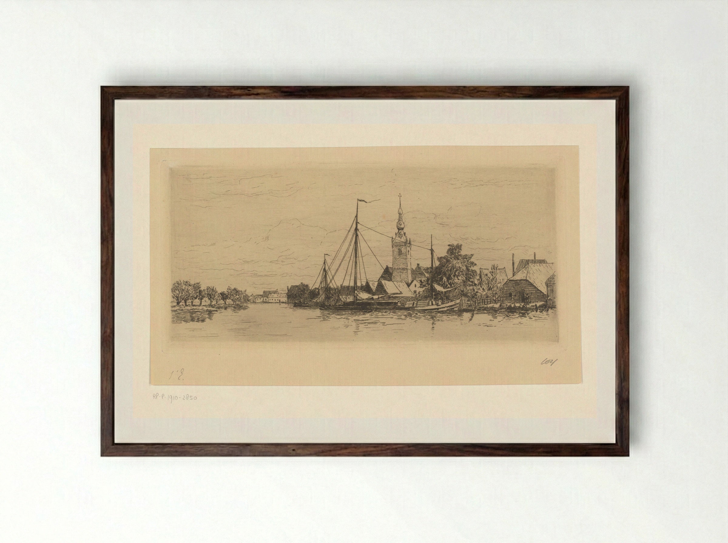 Gezicht op Overschie - Carel Nicolaas Storm van 's-Gravesande - Framed Print Dark Wood
