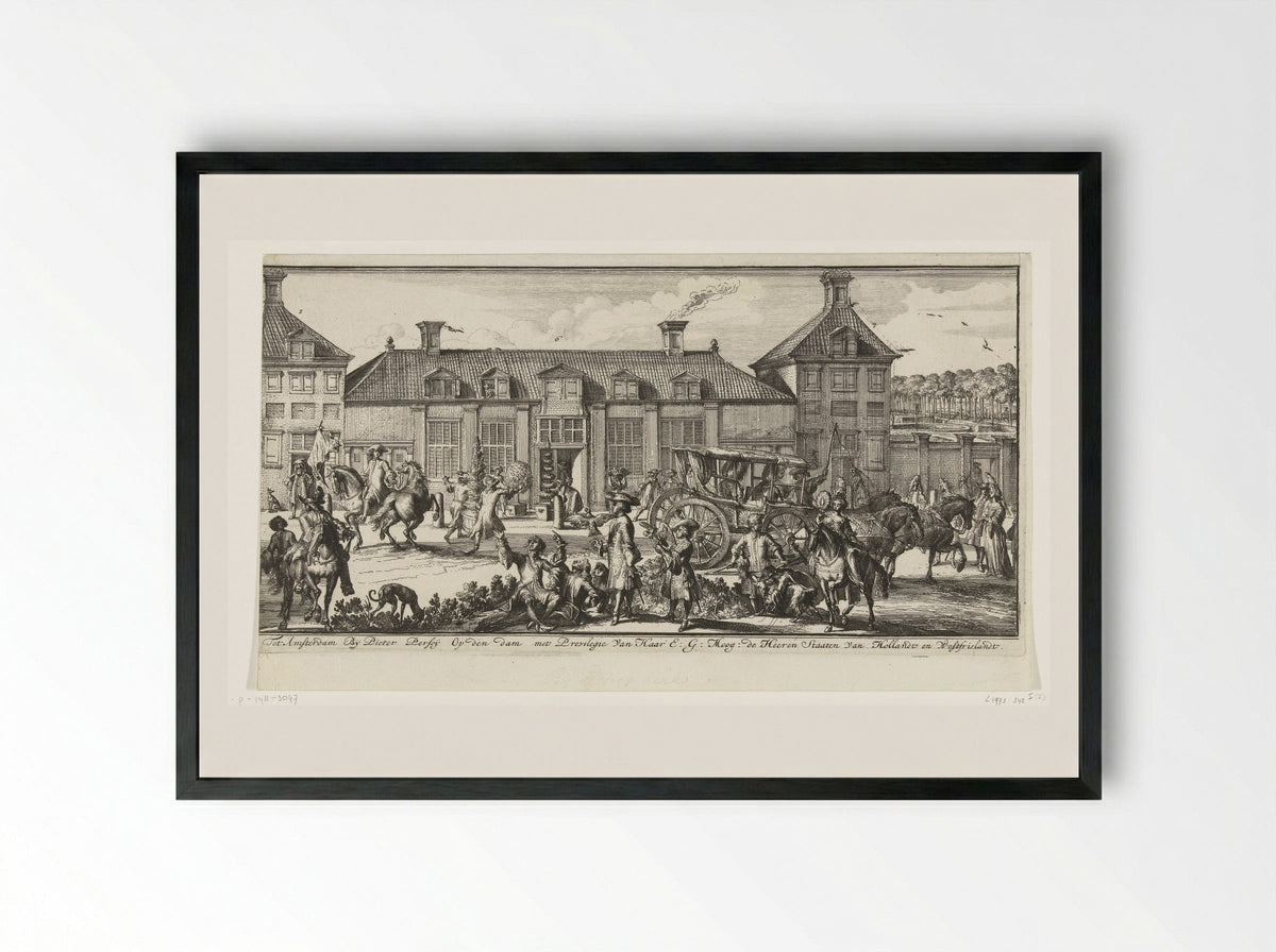Gezicht op Paleis Het Loo (profiel, rechterdeel) - Romeyn de Hooghe - Framed Print Black