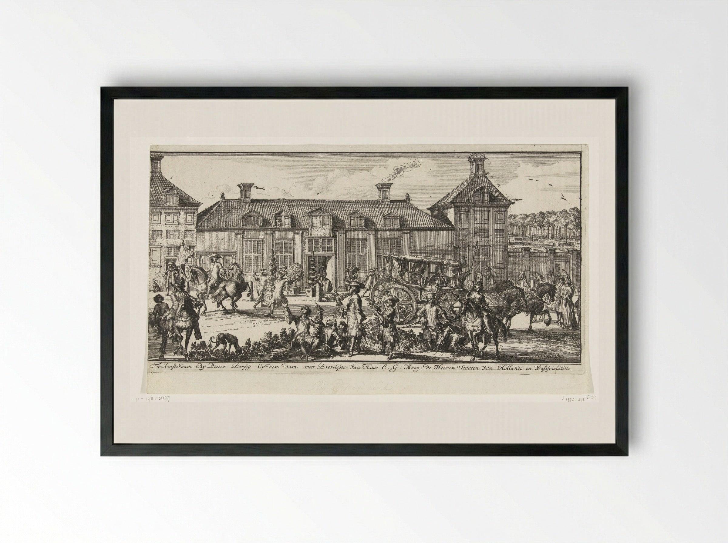 Gezicht op Paleis Het Loo (profiel, rechterdeel) - Romeyn de Hooghe - Framed Print Black